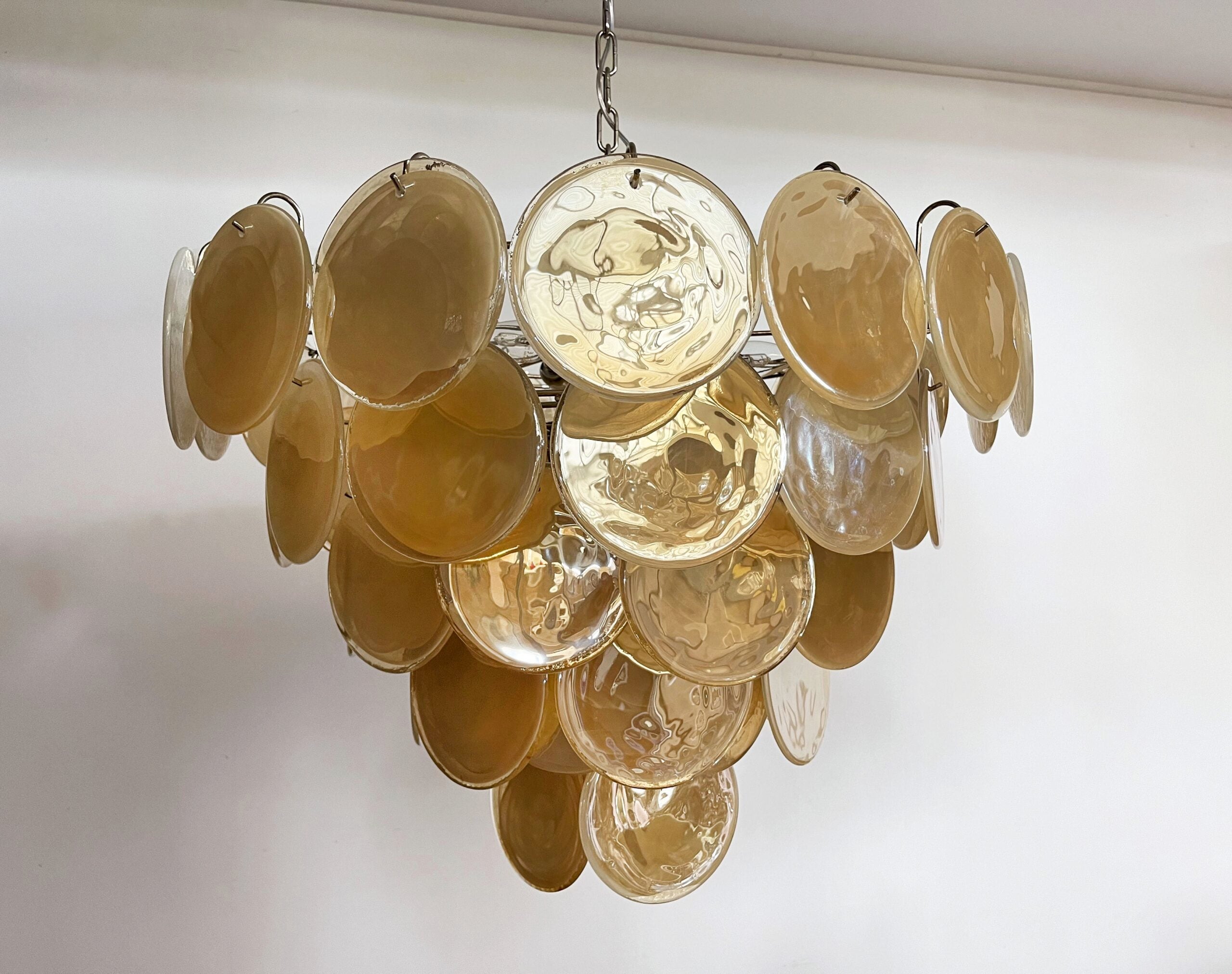 Murano Lysekrone – 57 Gule Glassdisker – Murano Classics
