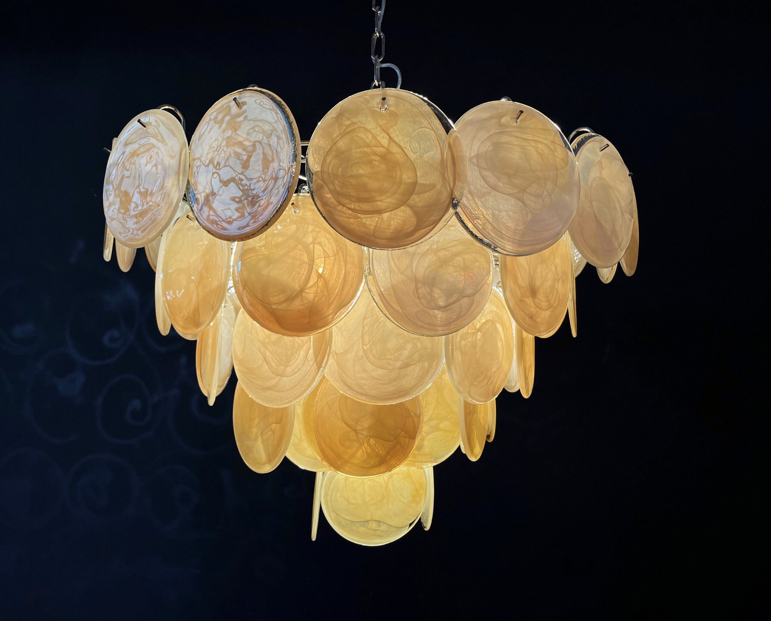 Murano Lysekrone – 57 Gule Glassdisker – detalj 3 – Murano Classics