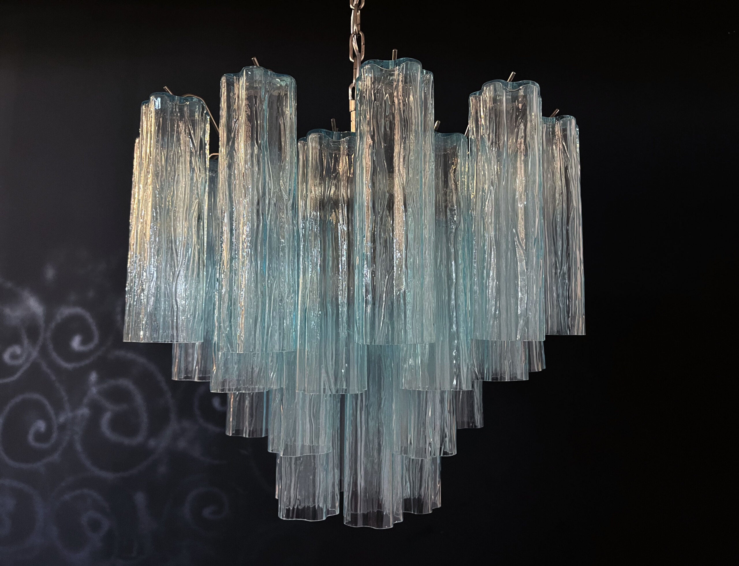 Murano Lysekrone – 36 Blå Glassrør – detalj 3 – Murano Classics