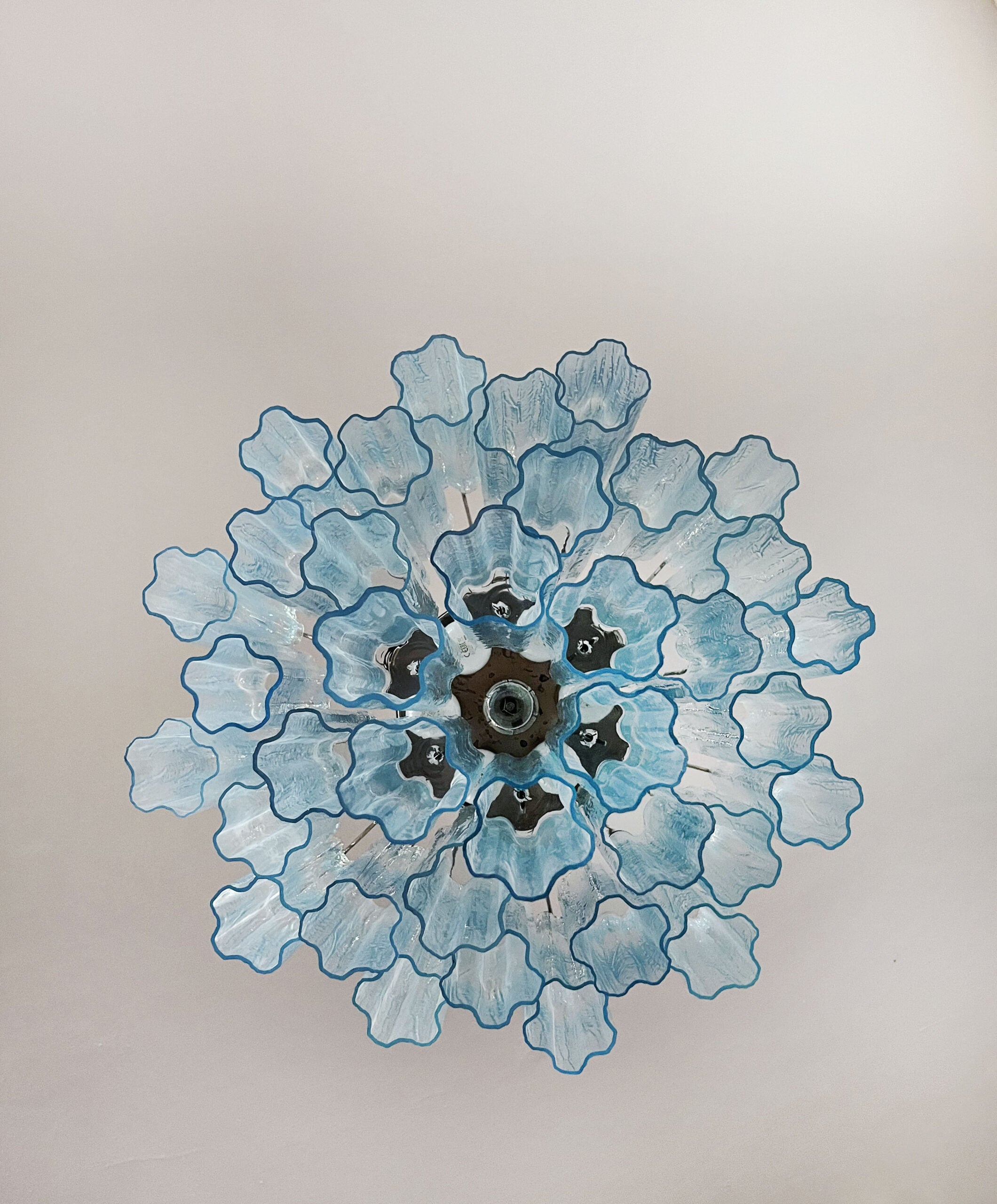 Murano Lysekrone – 36 Blå Glassrør – detalj 1 – Murano Classics