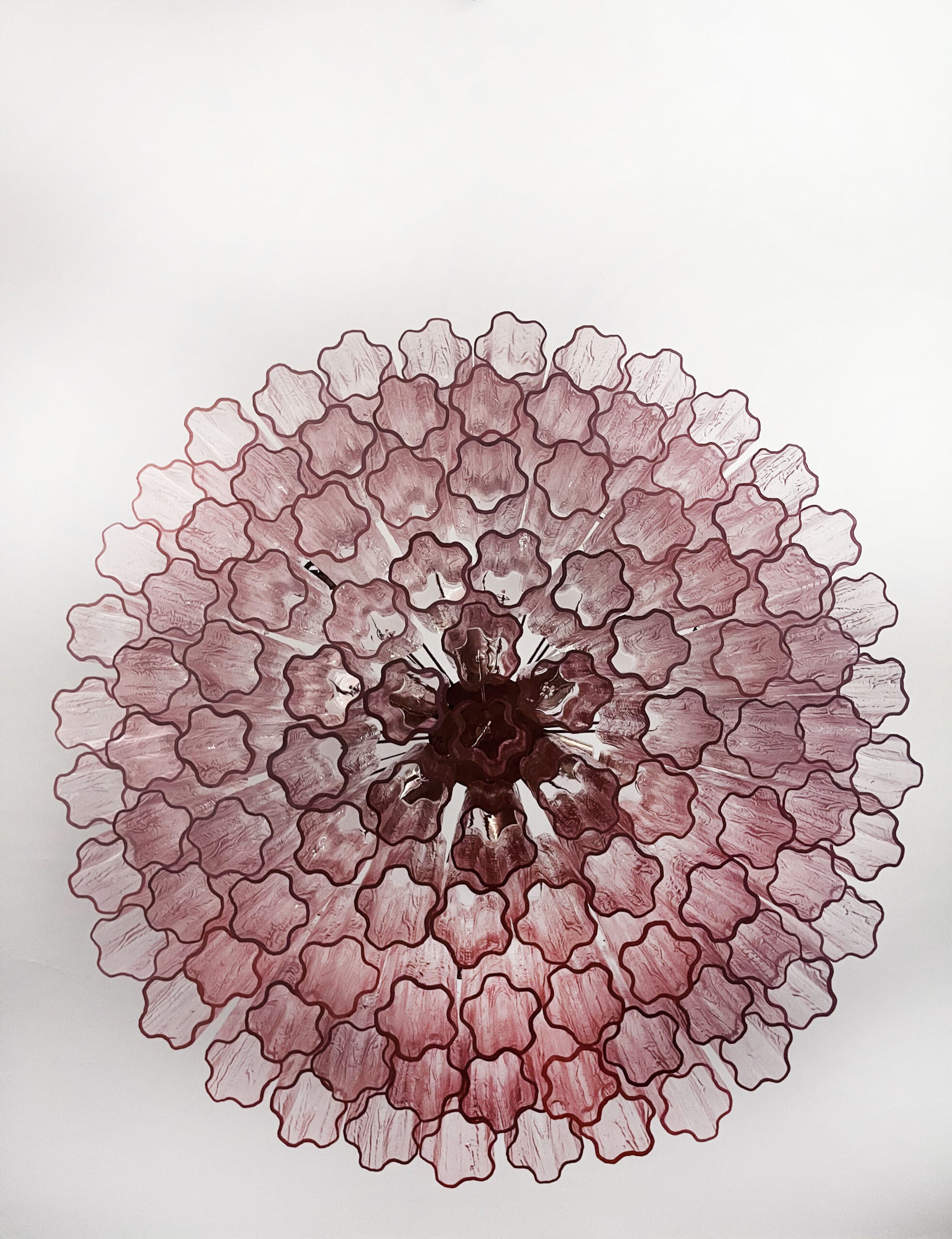 Murano Lysekrone – 101 Rosa Glassrør – detalj 1 – Murano Classics