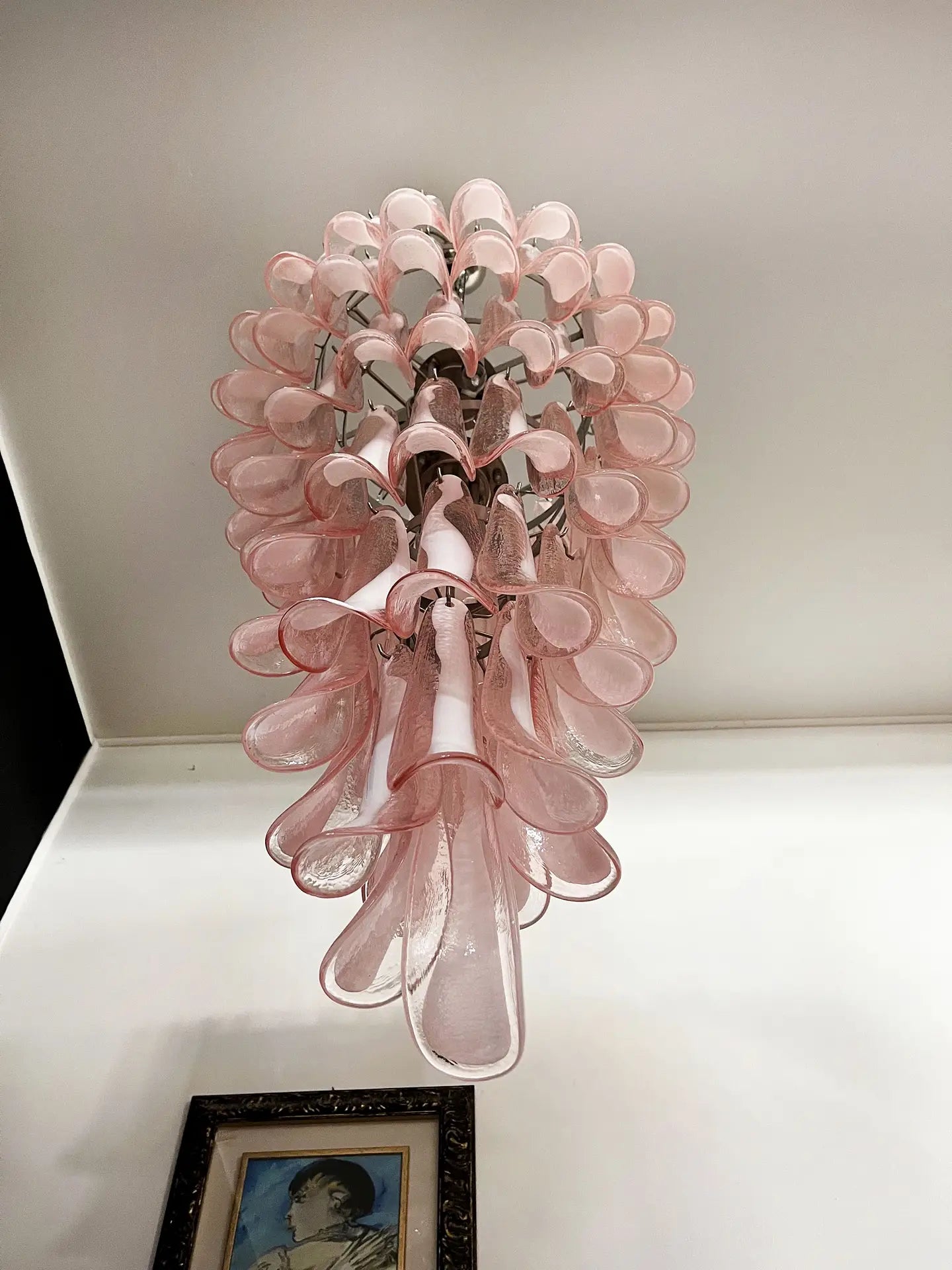 Murano Chandelier | 83 Pink cone leaf glass