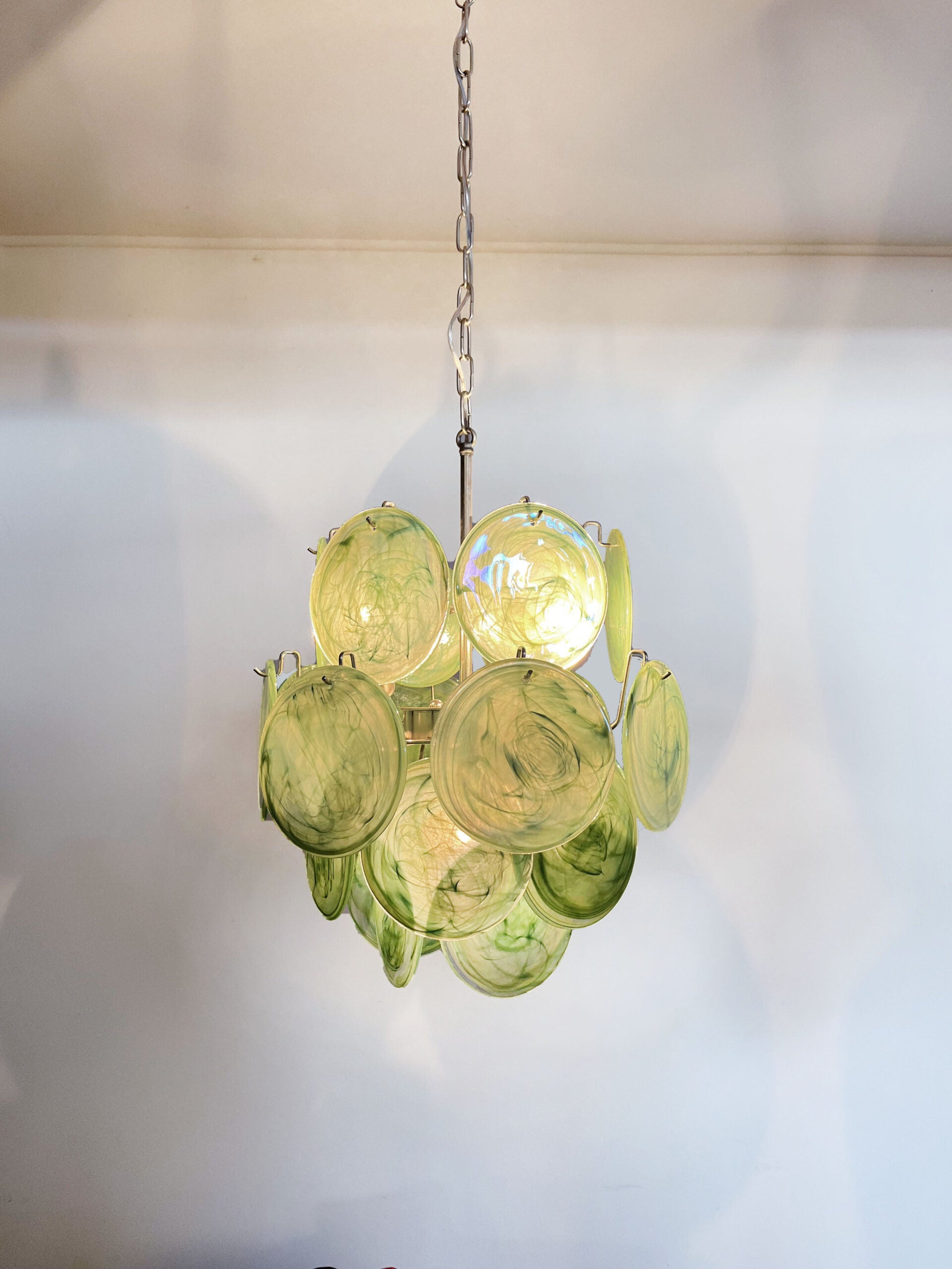 Murano Lysekrone – 24 Grønne Glassdisker – detalj 5 – Murano Classics