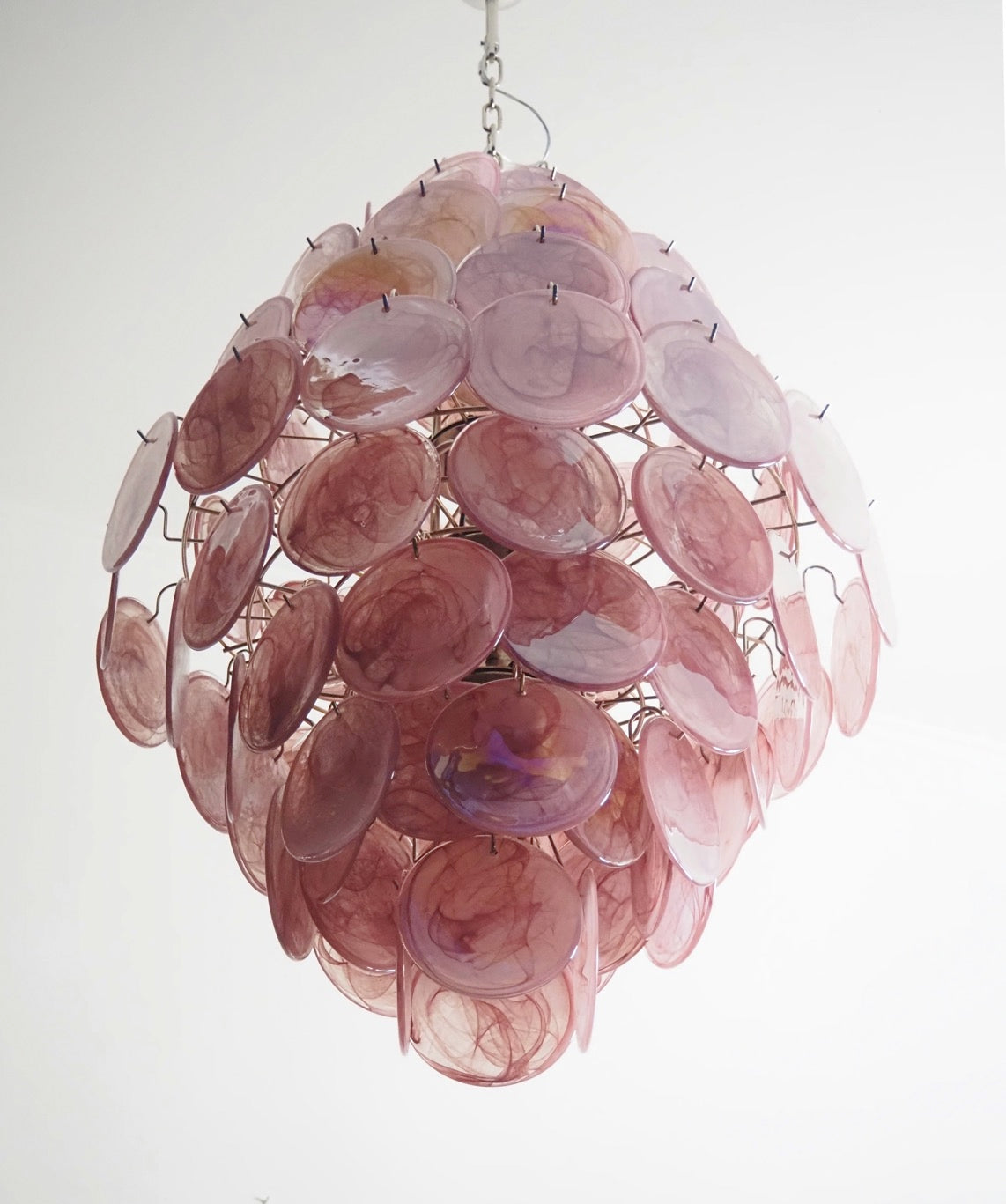 Murano Lysekrone – 87 Rosa Glassdisker – detalj 7 – Murano Classics