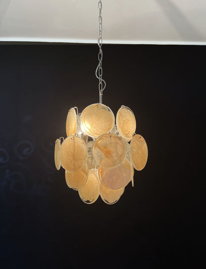 Murano Lysekrone | 24 Gule Glassdisker