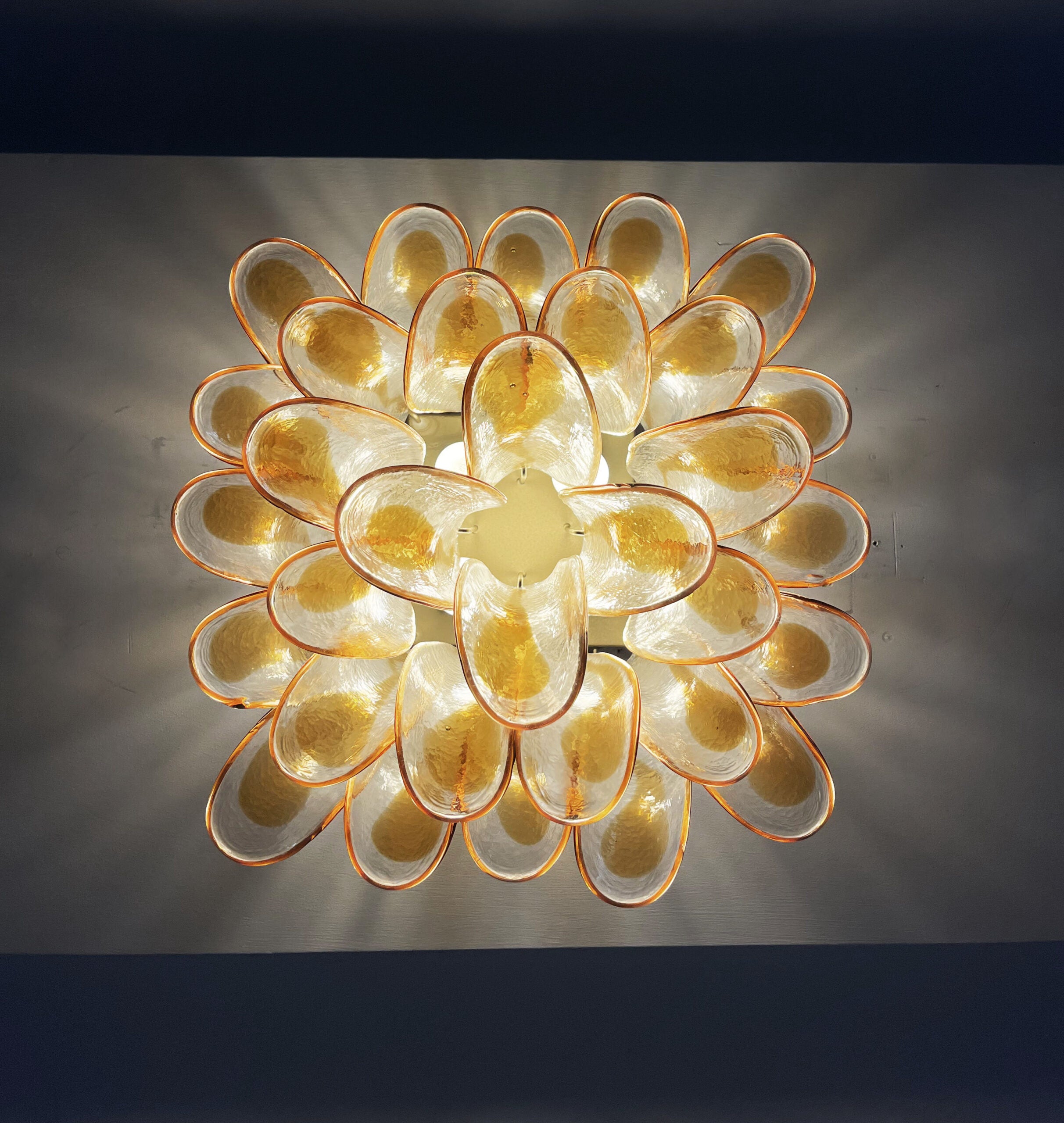 Murano Taklampe – 32 Klar, Gul Konglebladglass – detalj 11 – Murano Classics