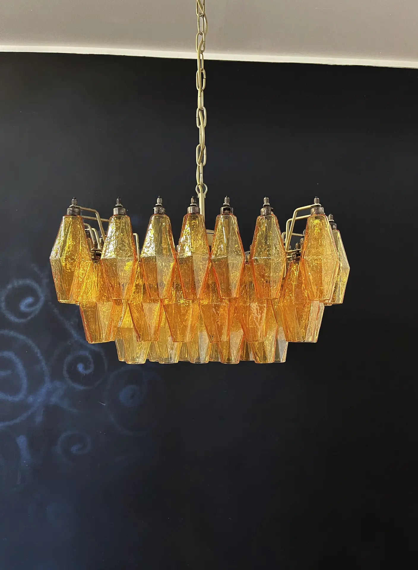 Murano Lysekrone – 56 Gule Poliedriglass – detalj 3 – Murano Classics
