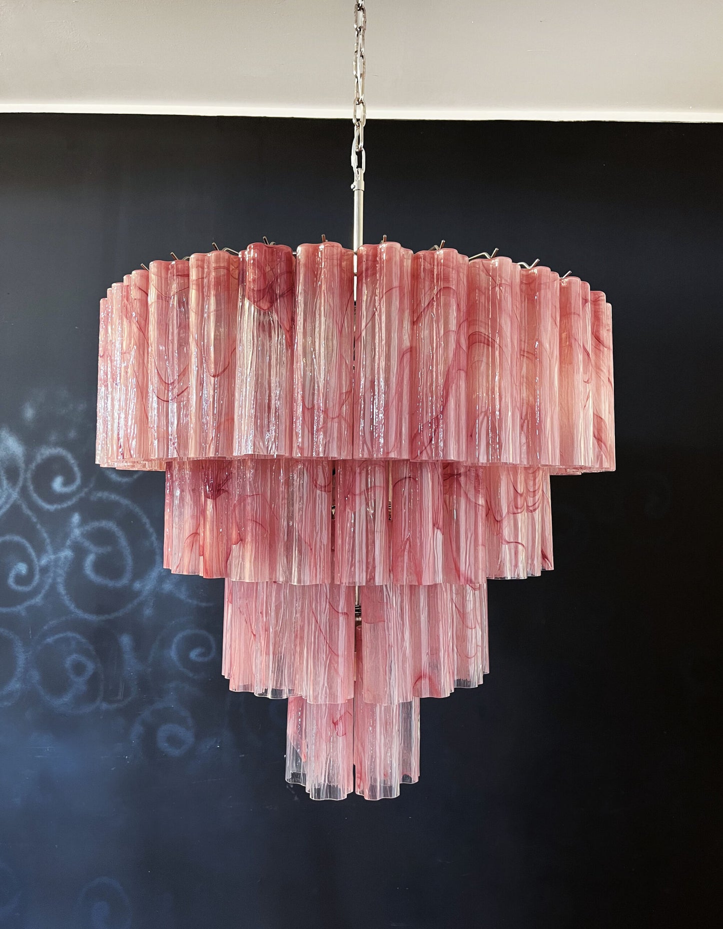 Murano Lysekrone | 78 Rosa Alabaster Glassrør