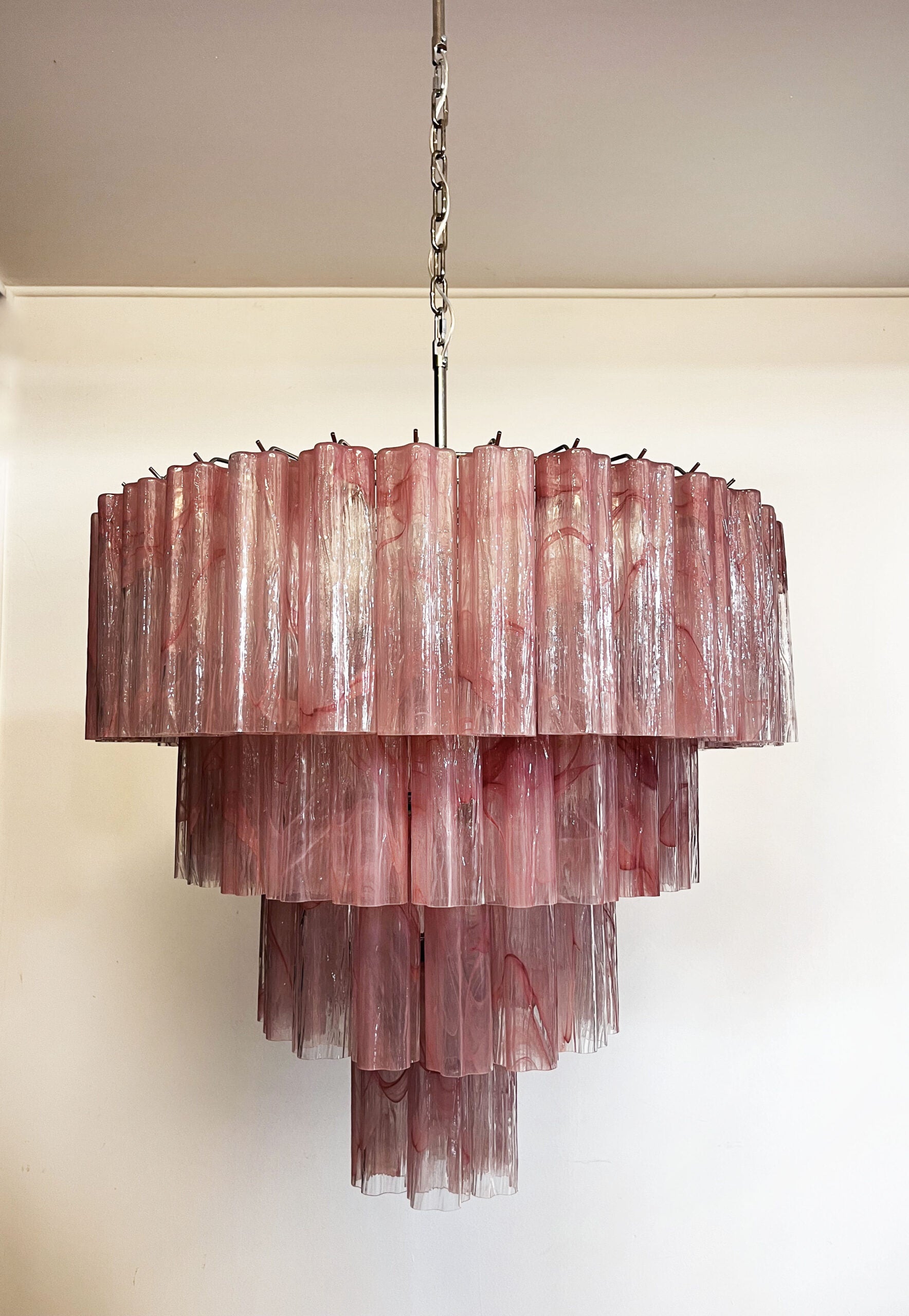 Murano Lysekrone – 78 Rosa Alabaster Glassrør – detalj 6 – Murano Classics