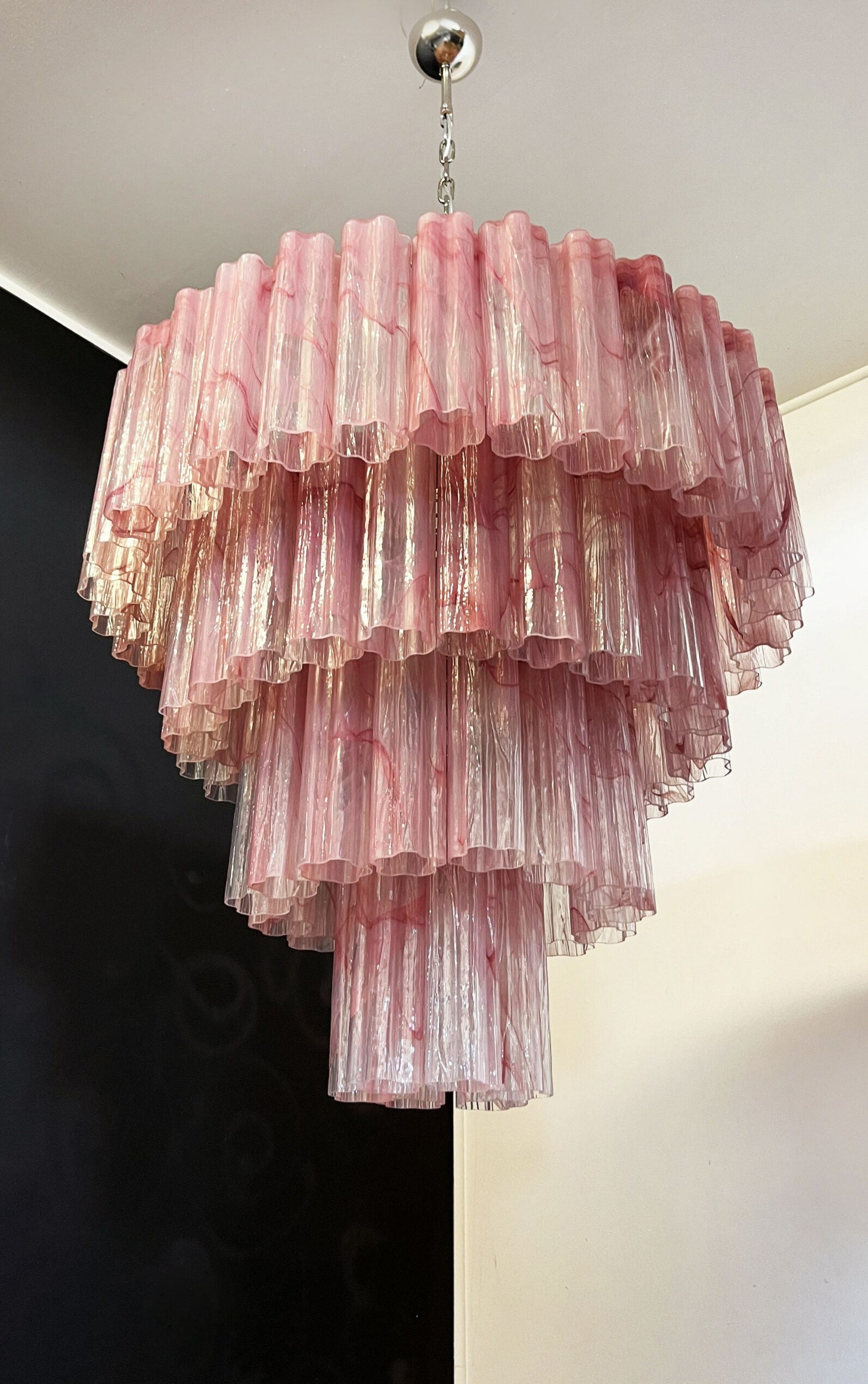 Murano Lysekrone – 78 Rosa Alabaster Glassrør – detalj 3 – Murano Classics