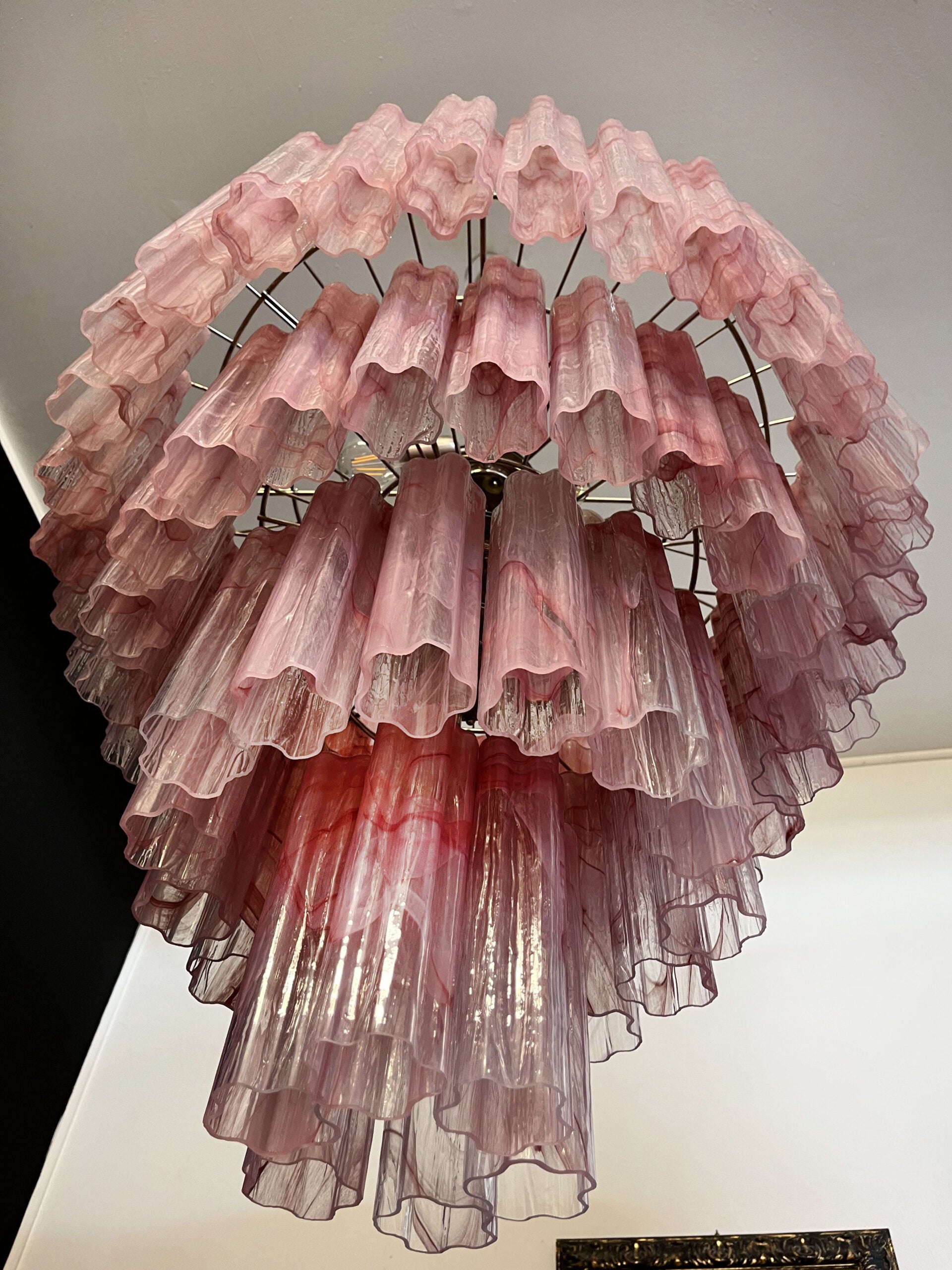 Murano Lysekrone – 78 Rosa Alabaster Glassrør – detalj 7 – Murano Classics