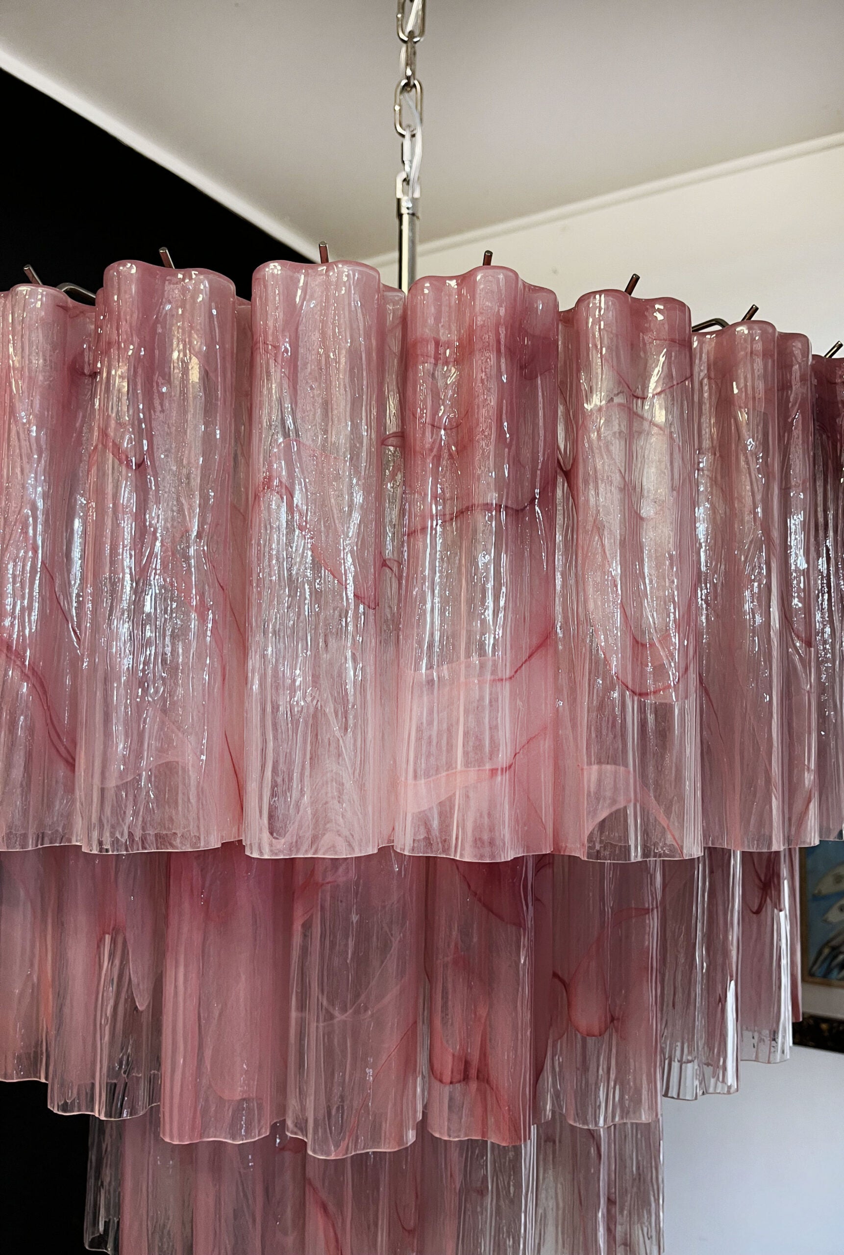 Murano Lysekrone – 78 Rosa Alabaster Glassrør – detalj 8 – Murano Classics