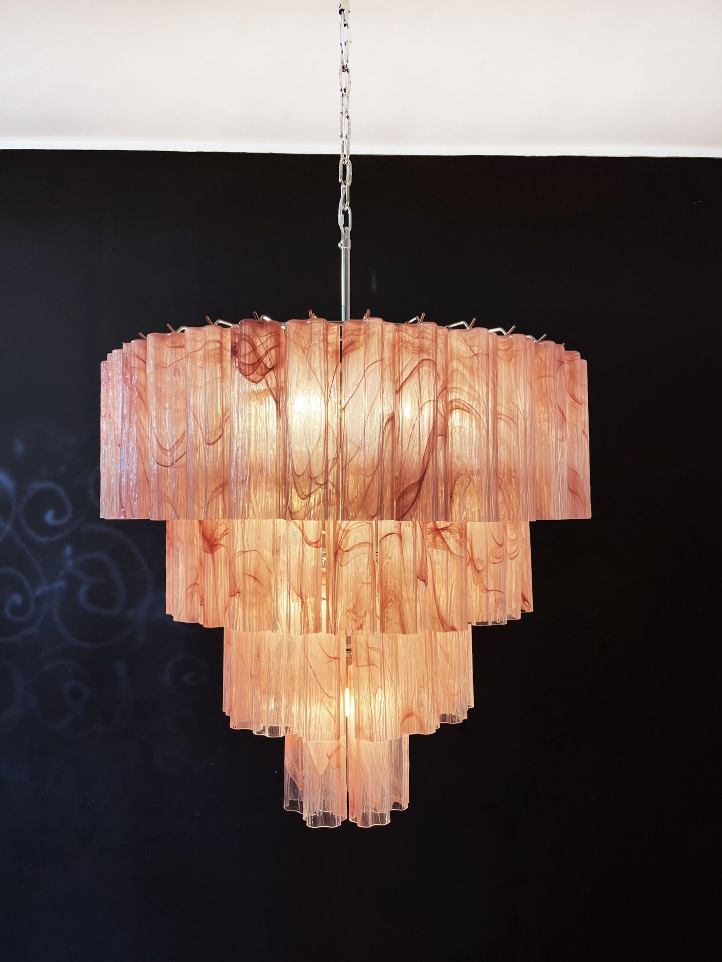 Murano Lysekrone | 78 Rosa Alabaster Glassrør