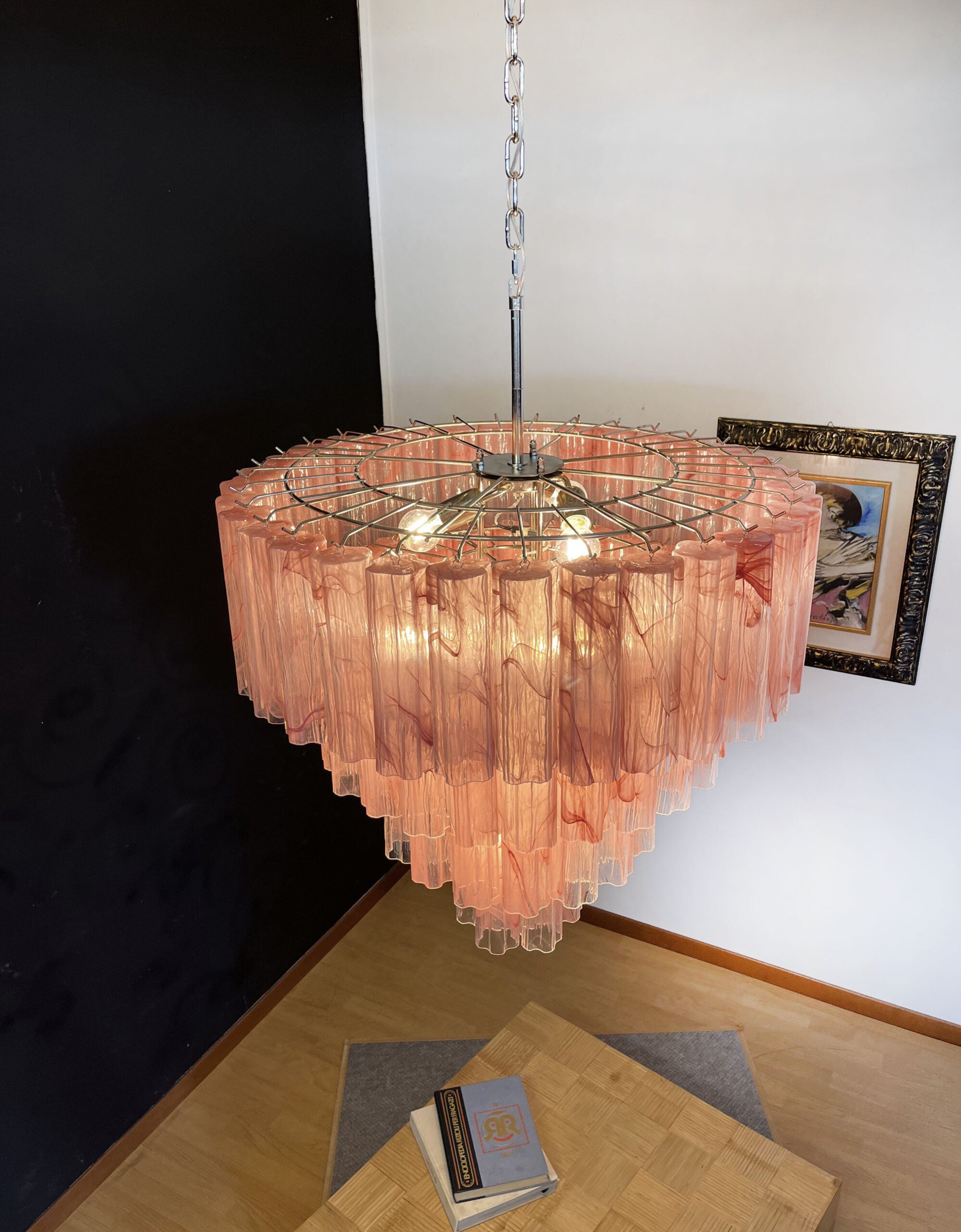 Murano Lysekrone – 78 Rosa Alabaster Glassrør – detalj 9 – Murano Classics