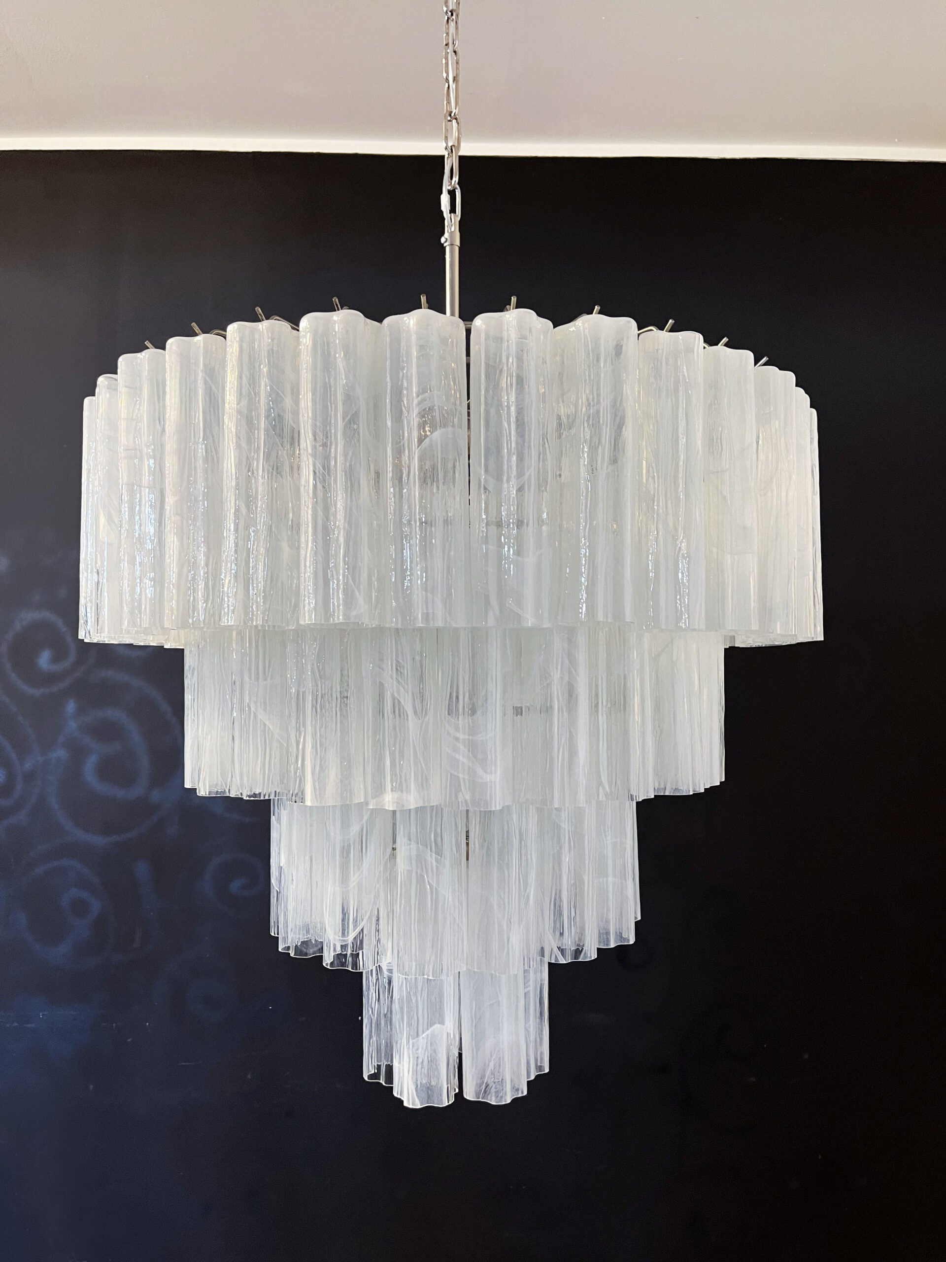 Murano Lysekrone – 78 Hvite Alabaster Glassrør – detalj 4 – Murano Classics