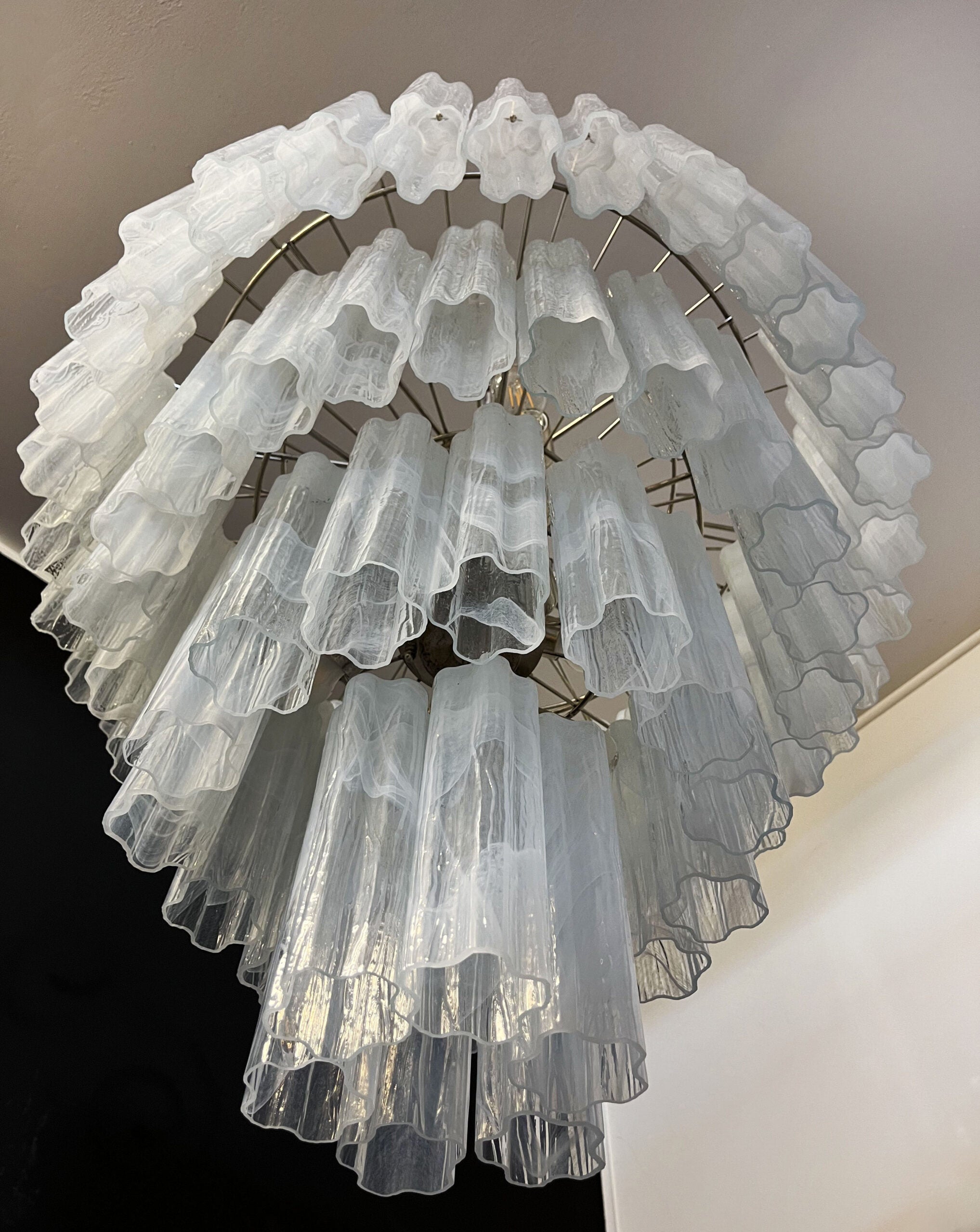 Murano Lysekrone – 78 Hvite Alabaster Glassrør – detalj 7 – Murano Classics
