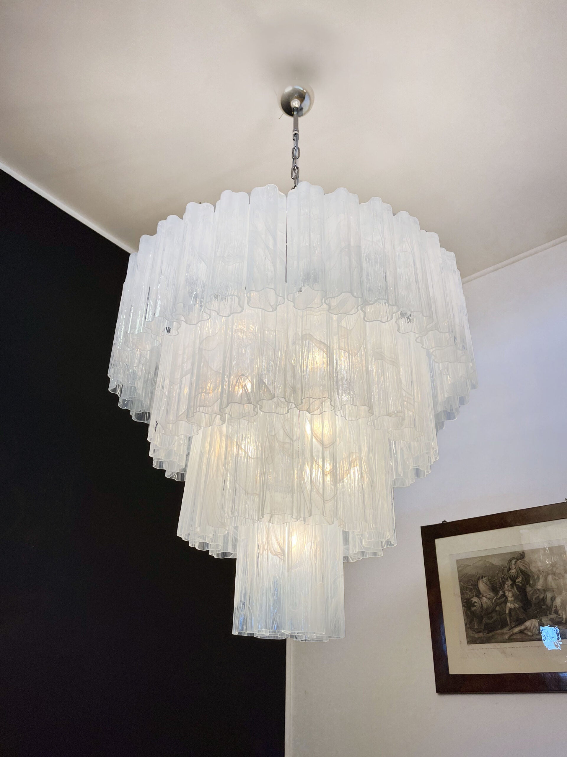 Murano Lysekrone – 78 Hvite Alabaster Glassrør – detalj 10 – Murano Classics