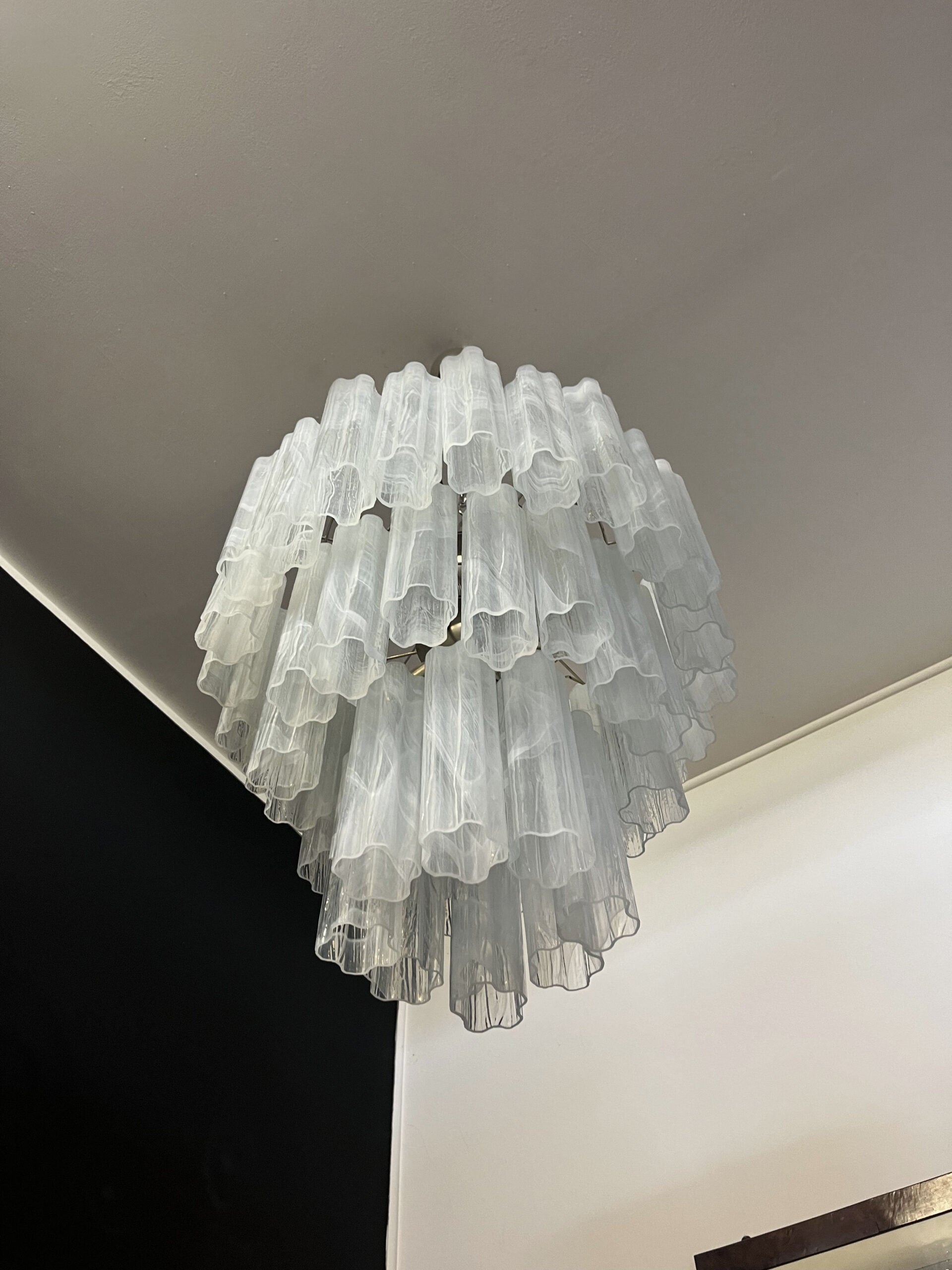 Murano Lysekrone – 48 Hvit Alabaster Glassrør – detalj 6 – Murano Classics