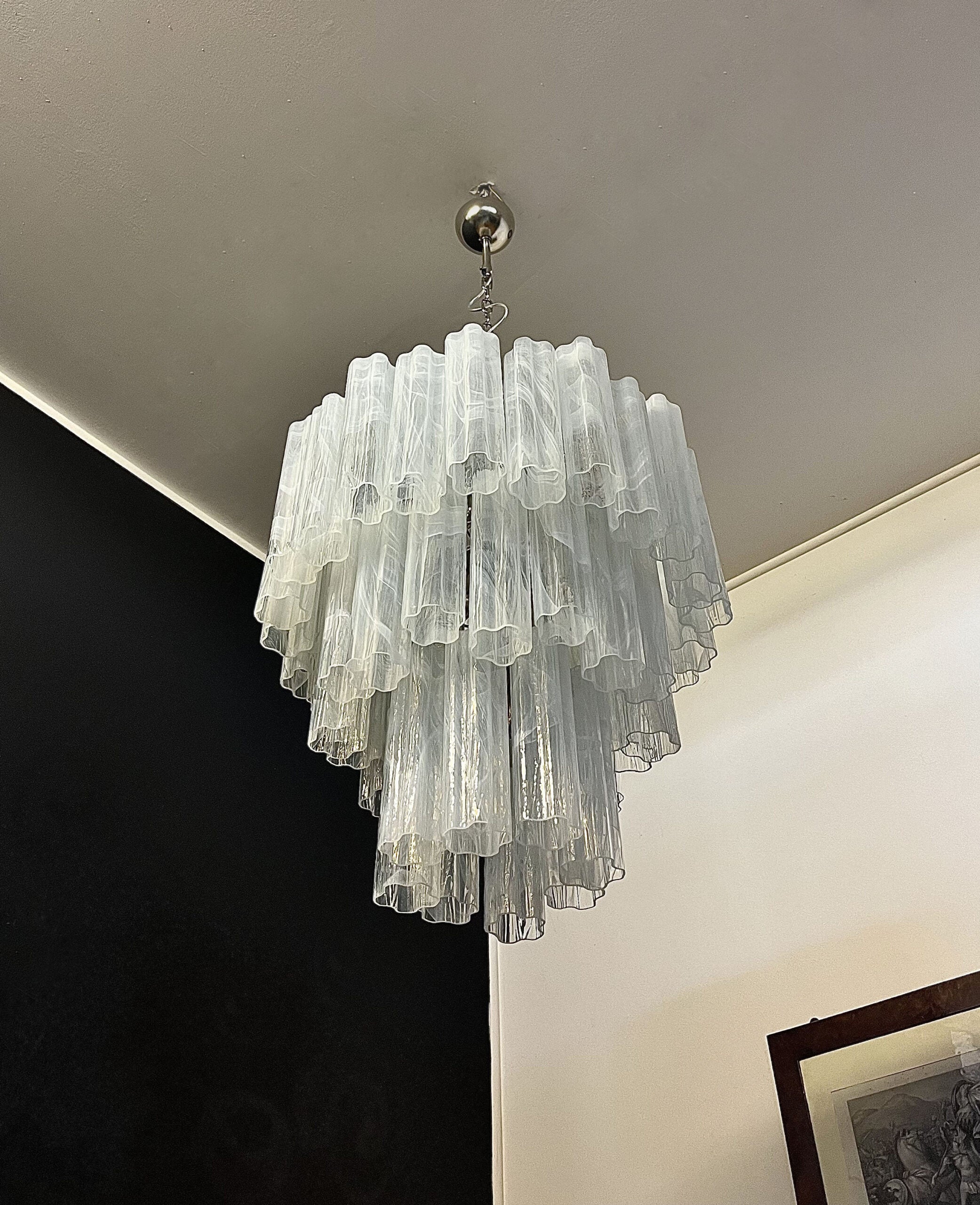 Murano Lysekrone – 48 Hvit Alabaster Glassrør – detalj 8 – Murano Classics