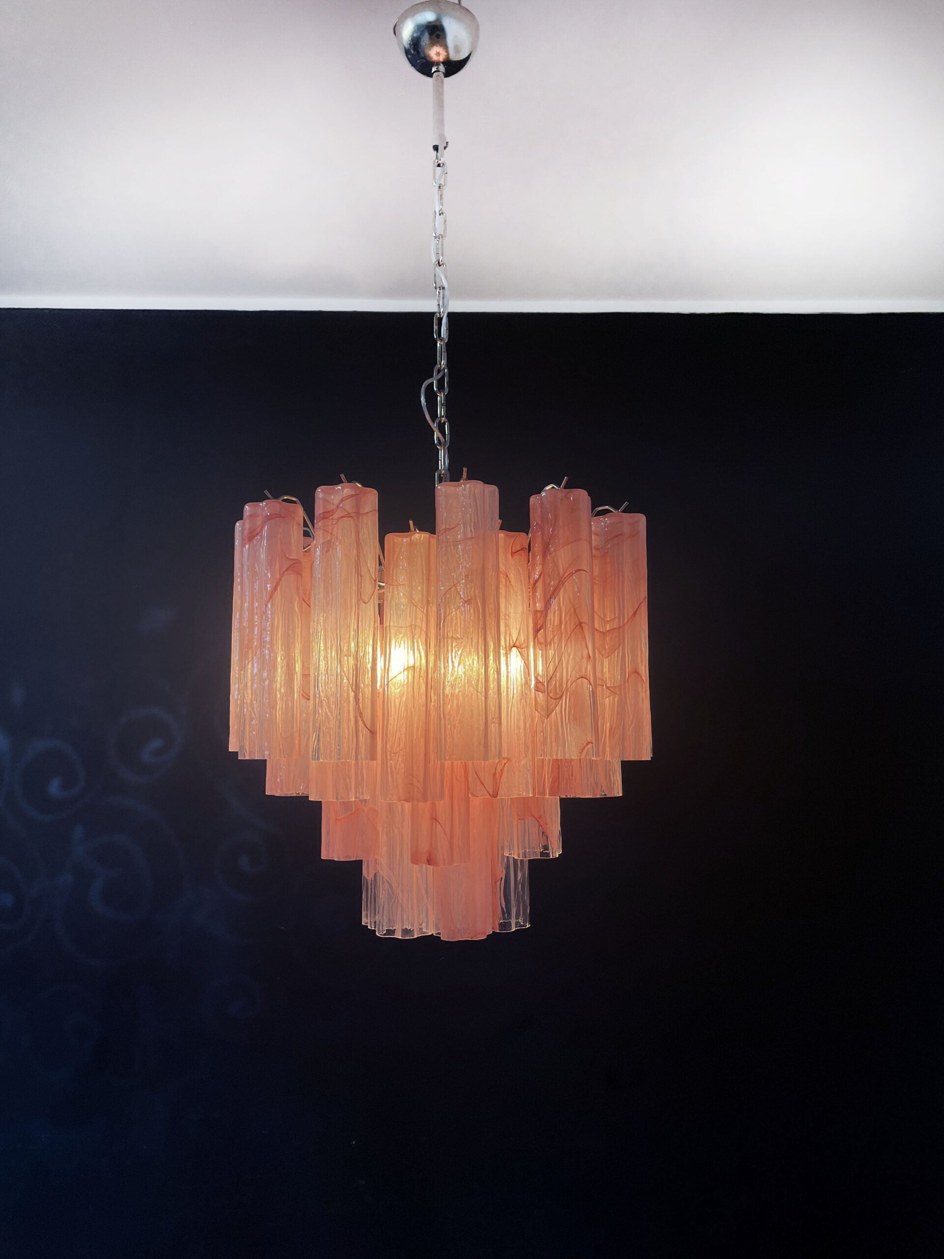 Murano Lysekrone – 36 Rosa Alabaster Glassrør – detalj 3 – Murano Classics