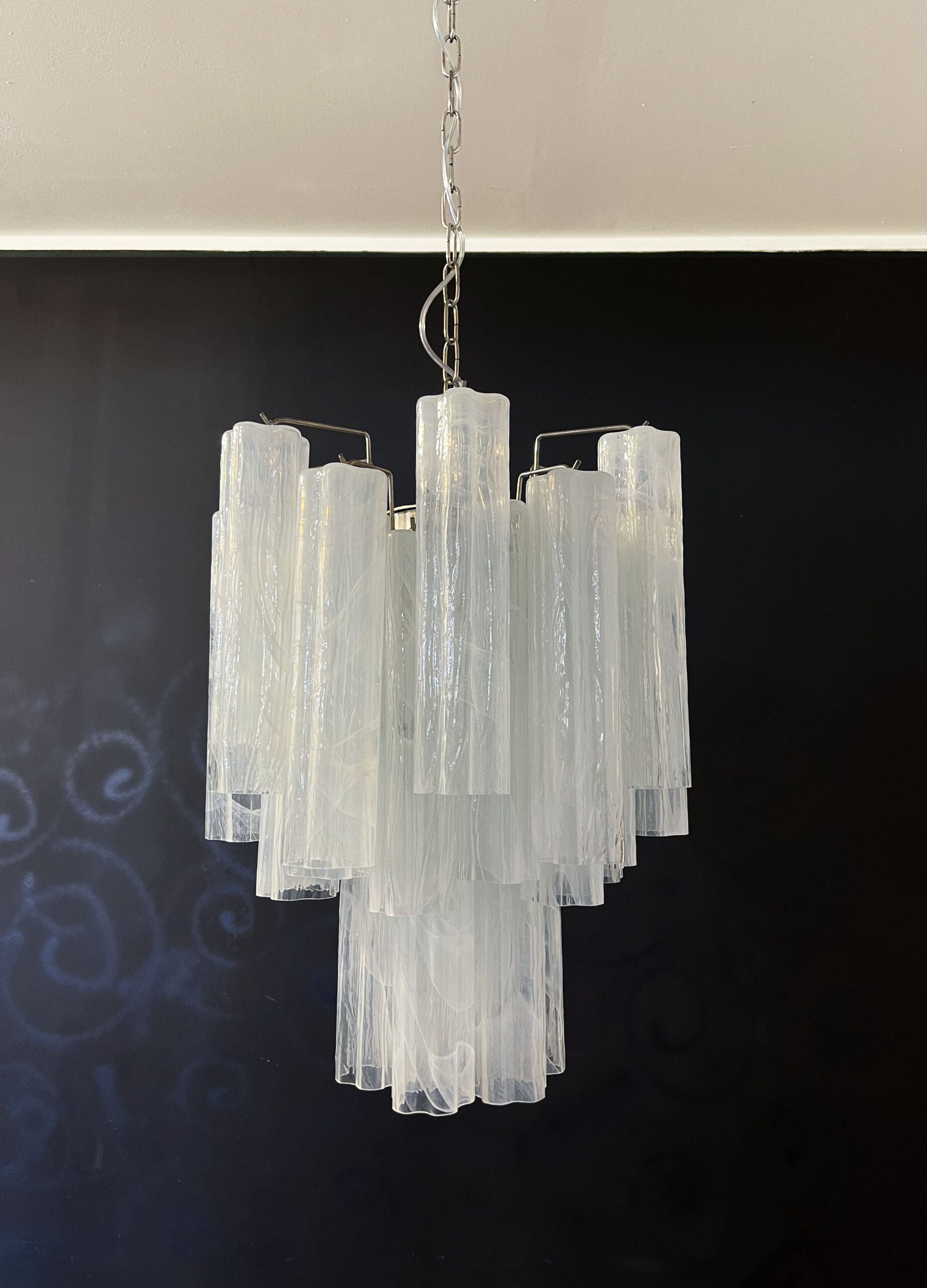 Murano Lysekrone – 30 Hvite Glassrør – detalj 3 – Murano Classics