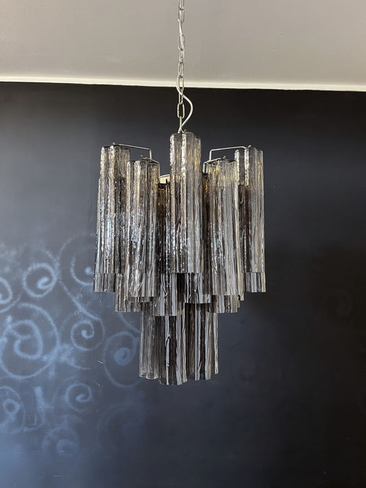 Murano Chandelier | 30 Smoke colored glass tubes