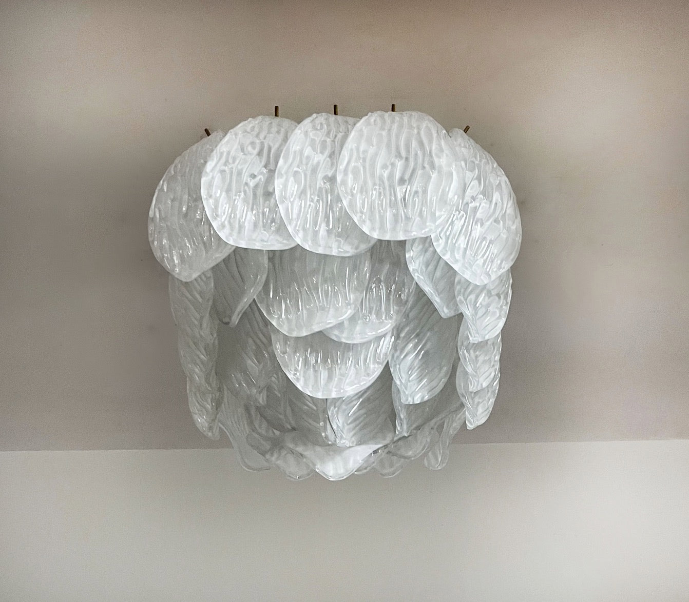 Murano Lysekrone – 32 Gule Konglebladglass – detalj 3 – Murano Classics