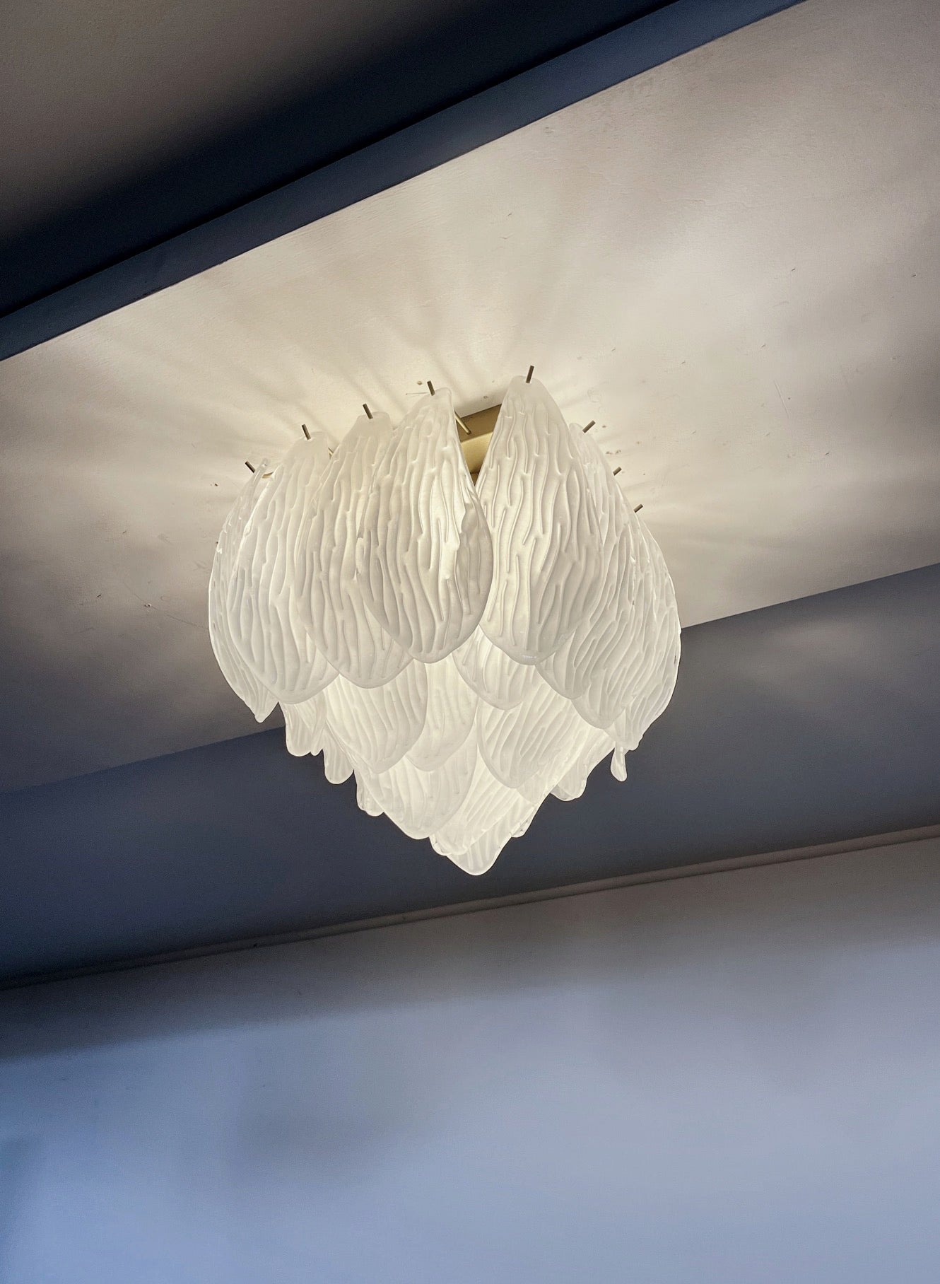 Murano Lysekrone – 32 Gule Konglebladglass – detalj 9 – Murano Classics
