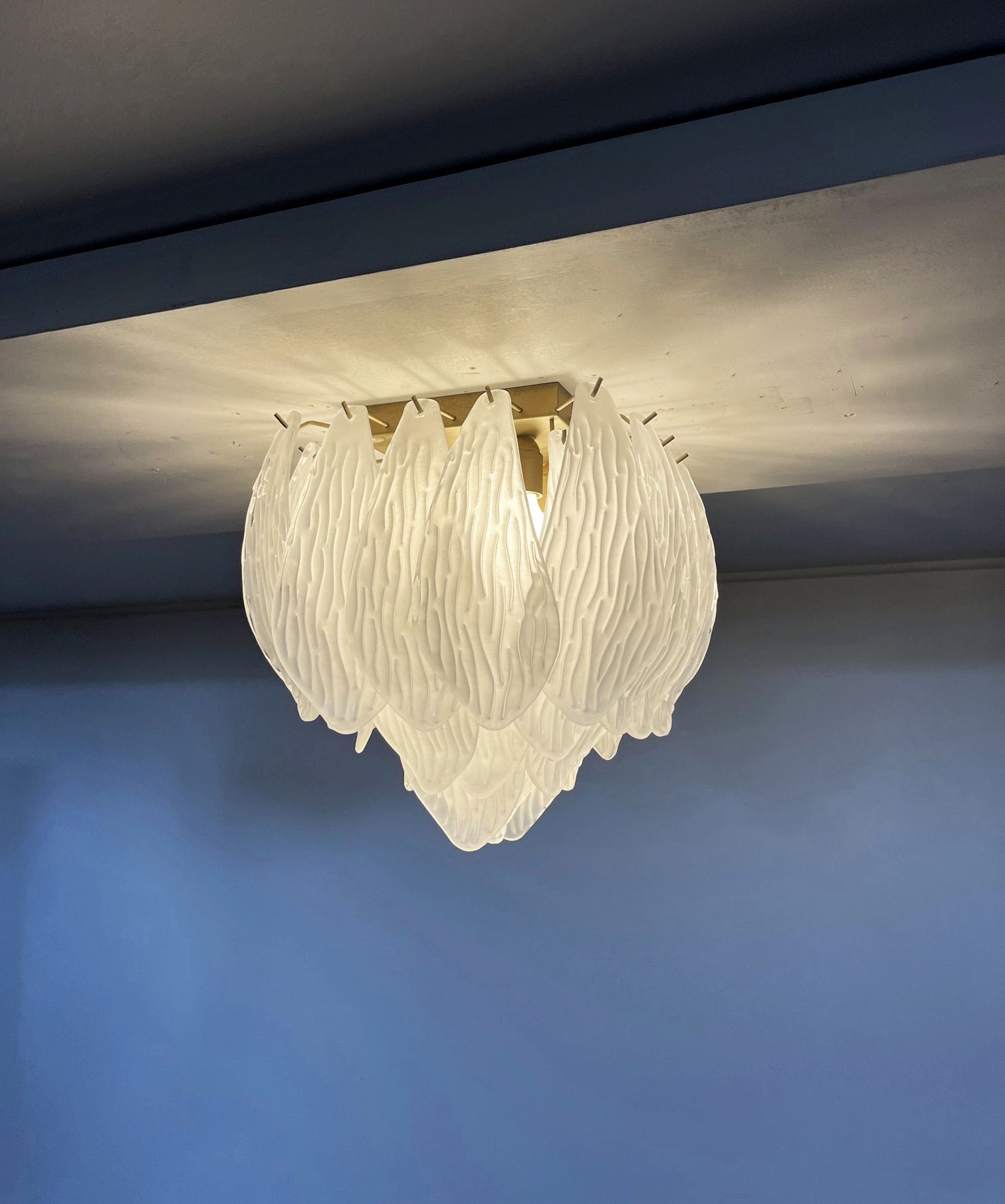 Murano Lysekrone – 32 Gule Konglebladglass – detalj 8 – Murano Classics
