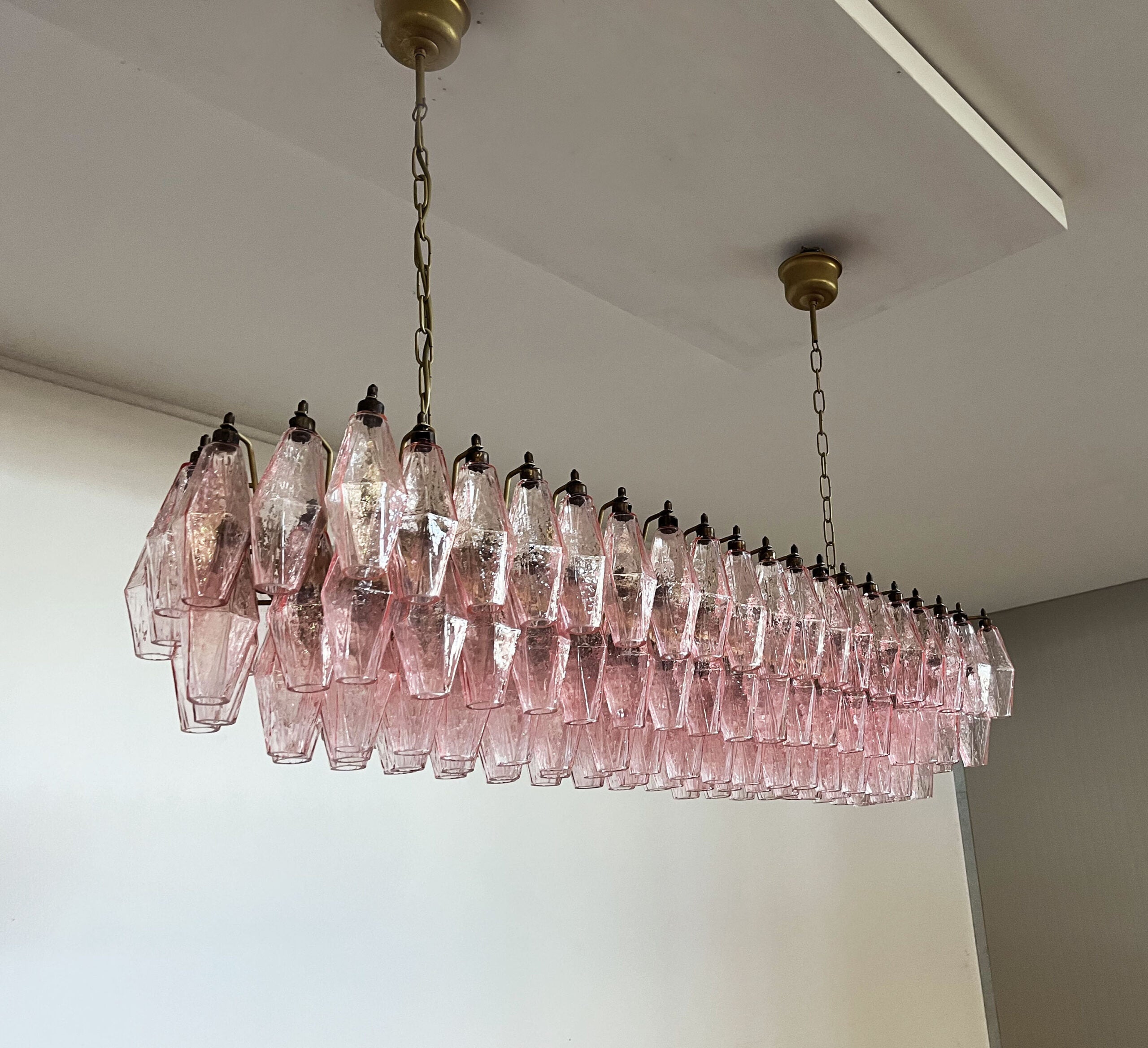 Murano Lysekrone – 138 Rosa Poliedriglass – detalj 2 – Murano Classics