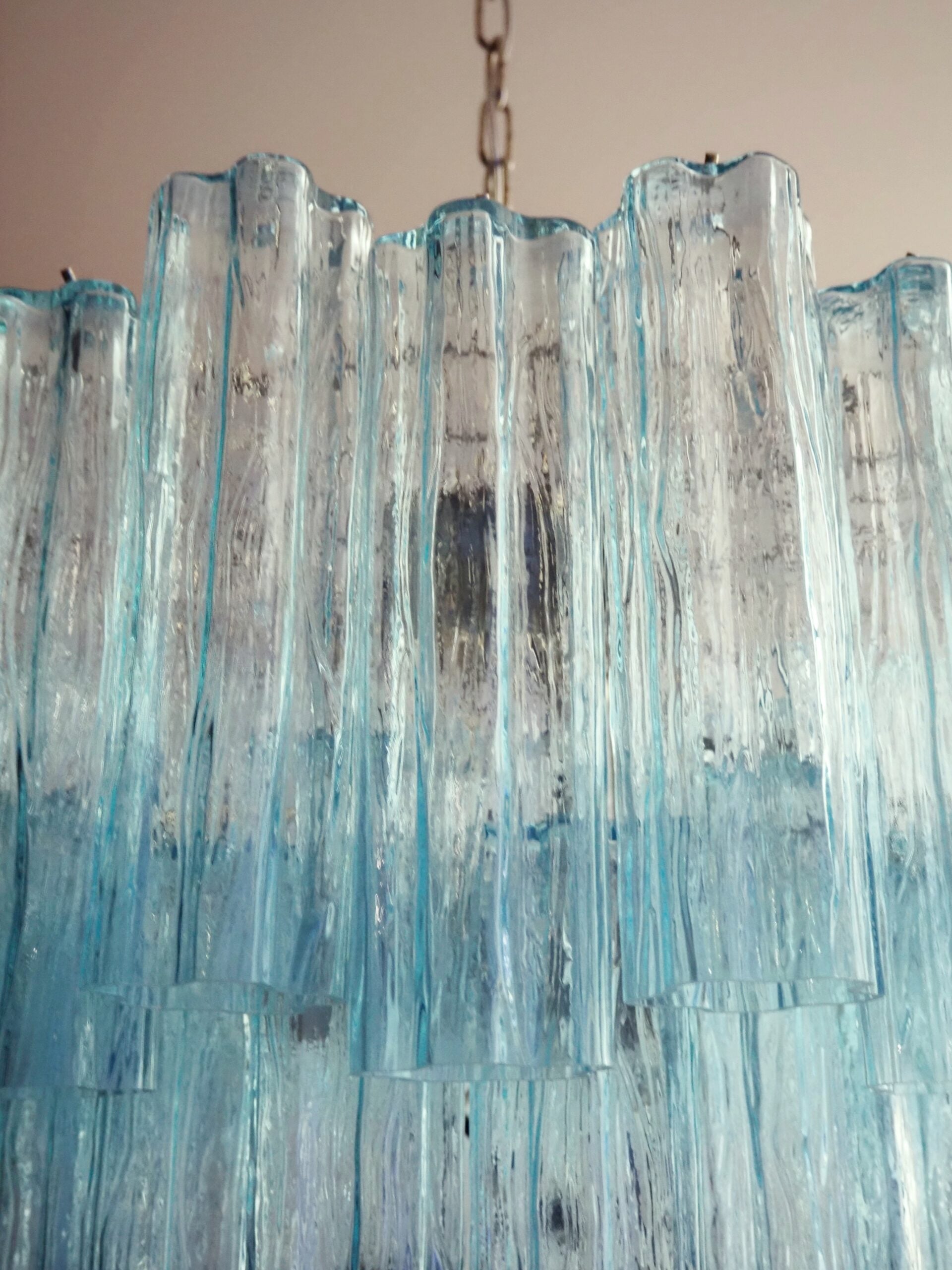 Murano Lysekrone – 48 Blå Glassrør – detalj 4 – Murano Classics