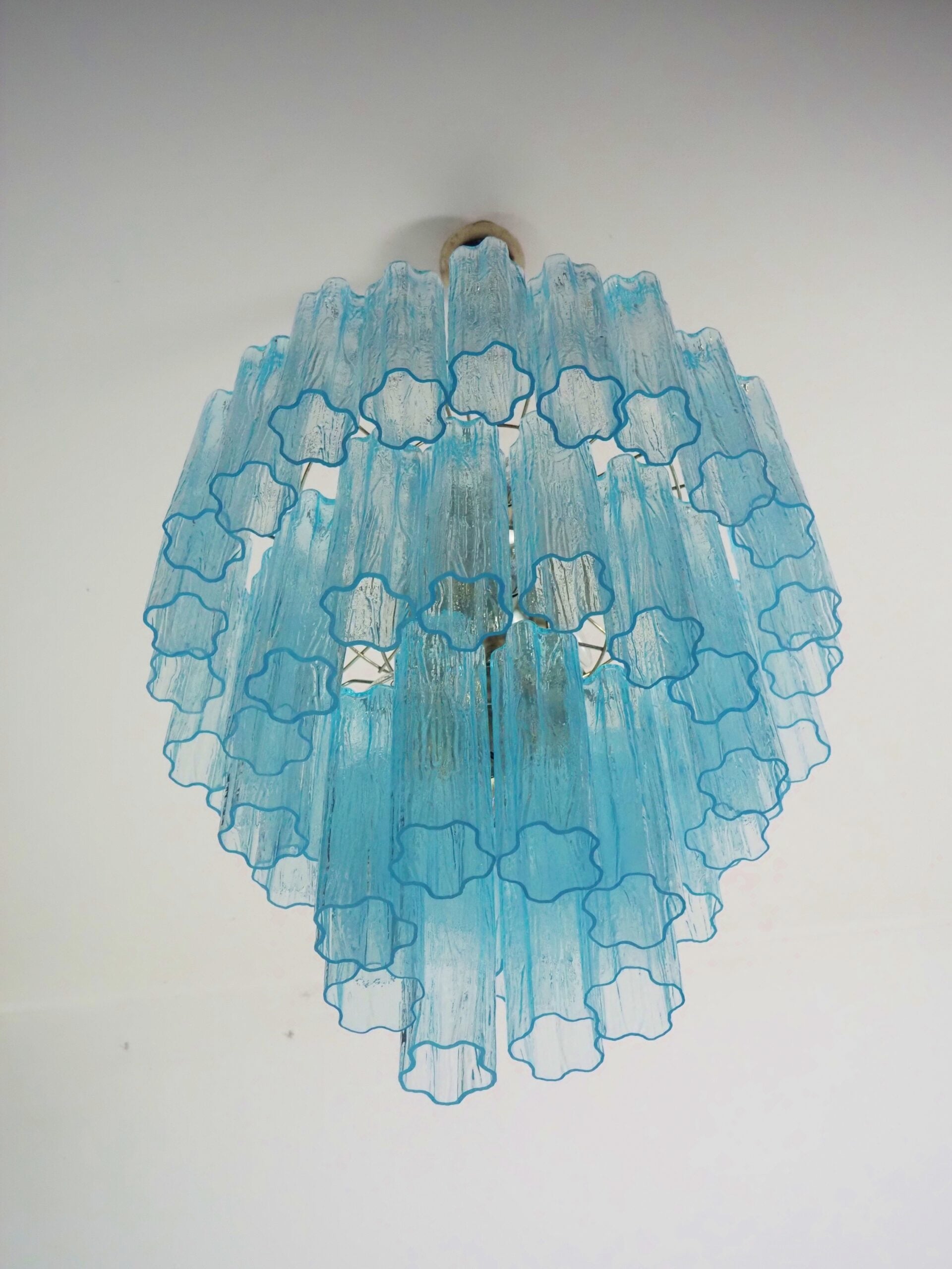 Murano Lysekrone – 48 Blå Glassrør – detalj 3 – Murano Classics