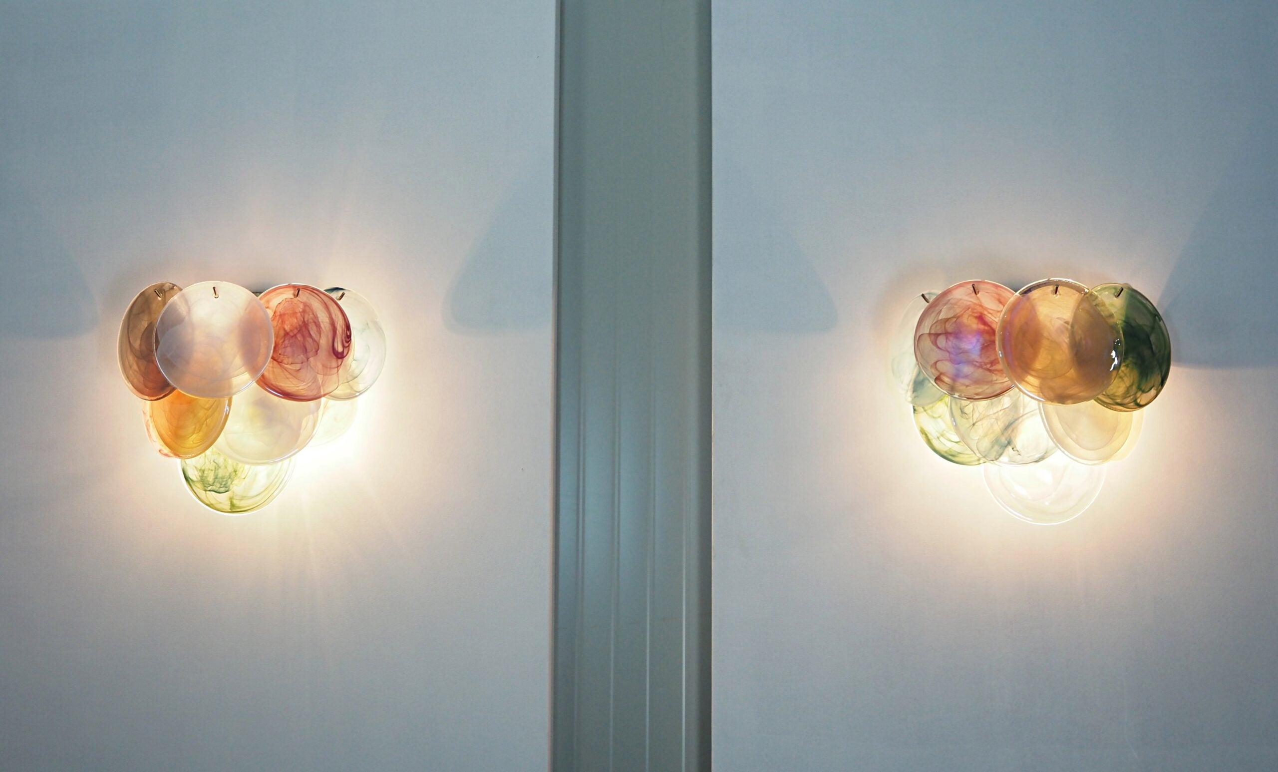 Murano Vegglampe – 10 Multifarge Diskglass – 2 stk – detalj 7 – Murano Classics
