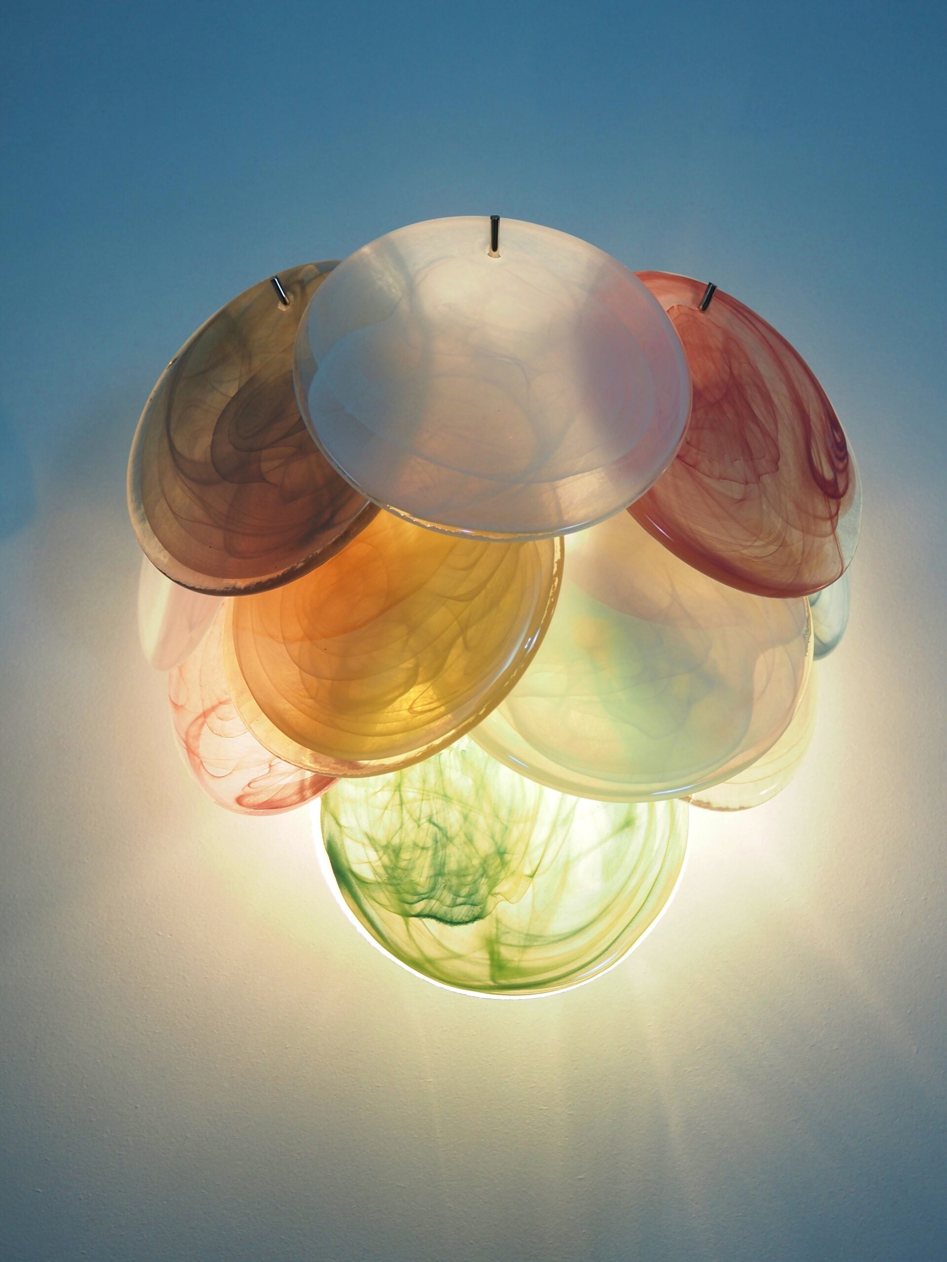 Murano Vegglampe – 10 Multifarge Diskglass – 2 stk – detalj 5 – Murano Classics