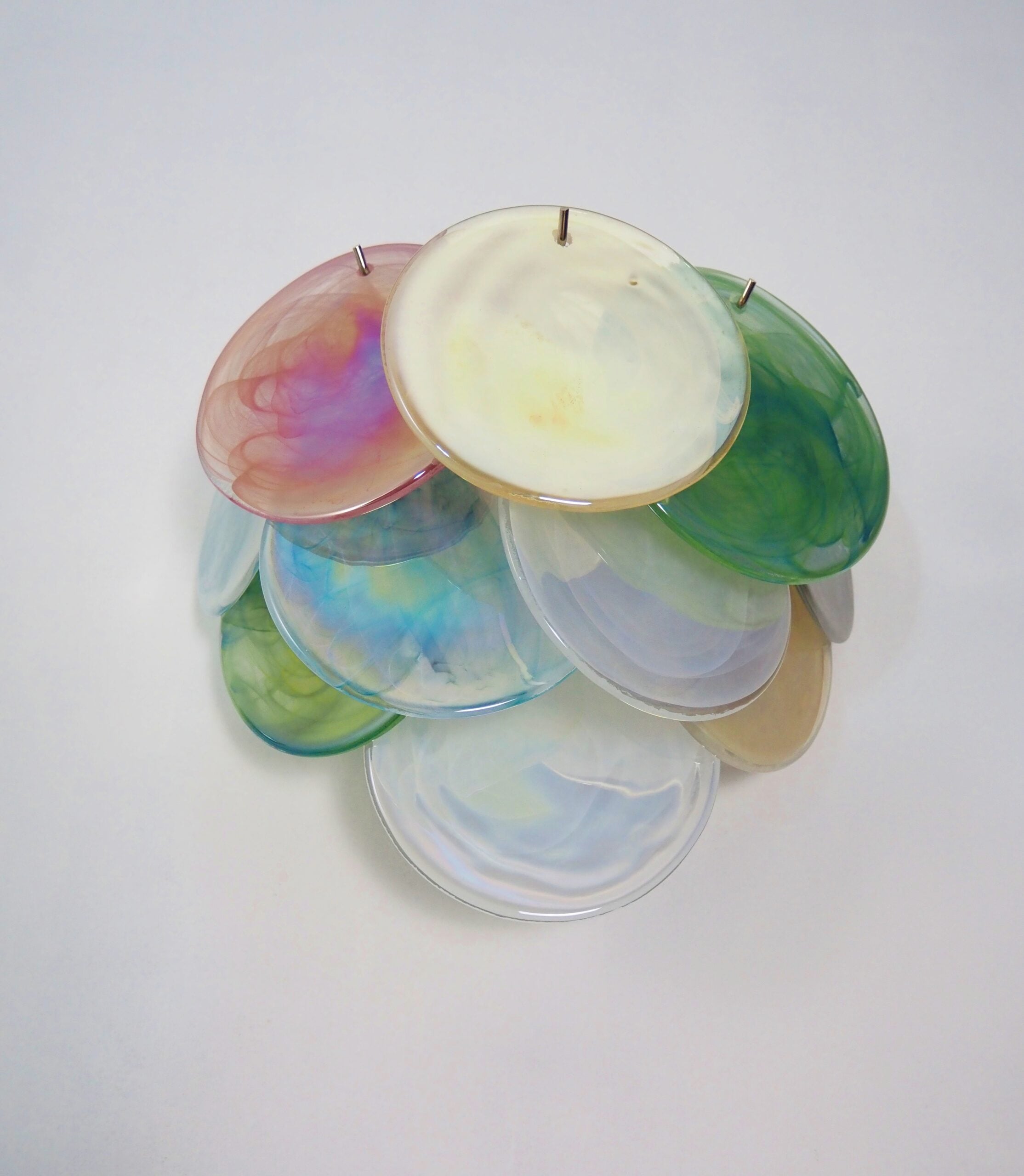 Murano Vegglampe – 10 Multifarge Diskglass – 2 stk – detalj 4 – Murano Classics