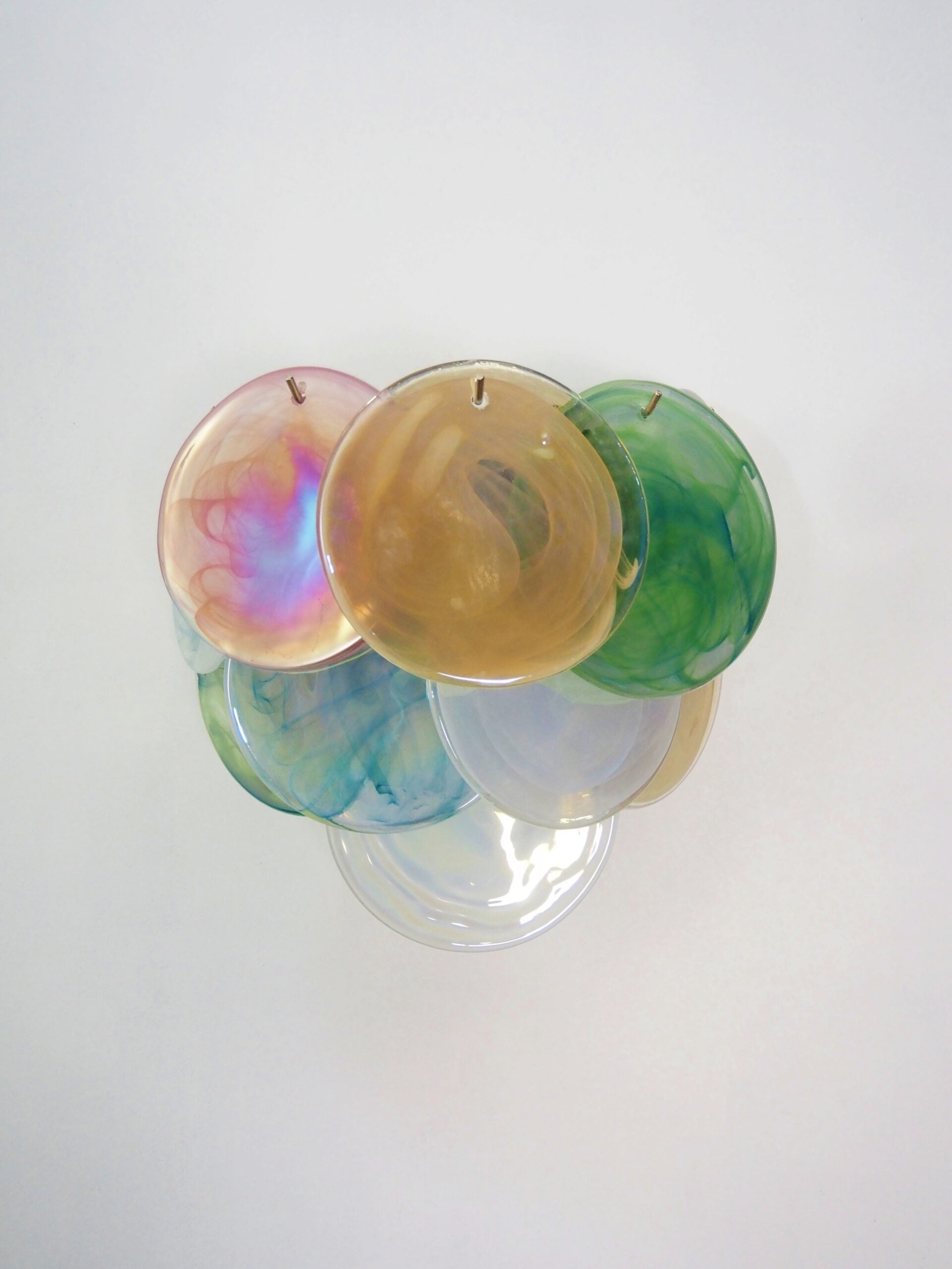 Murano Vegglampe – 10 Multifarge Diskglass – 2 stk – Murano Classics