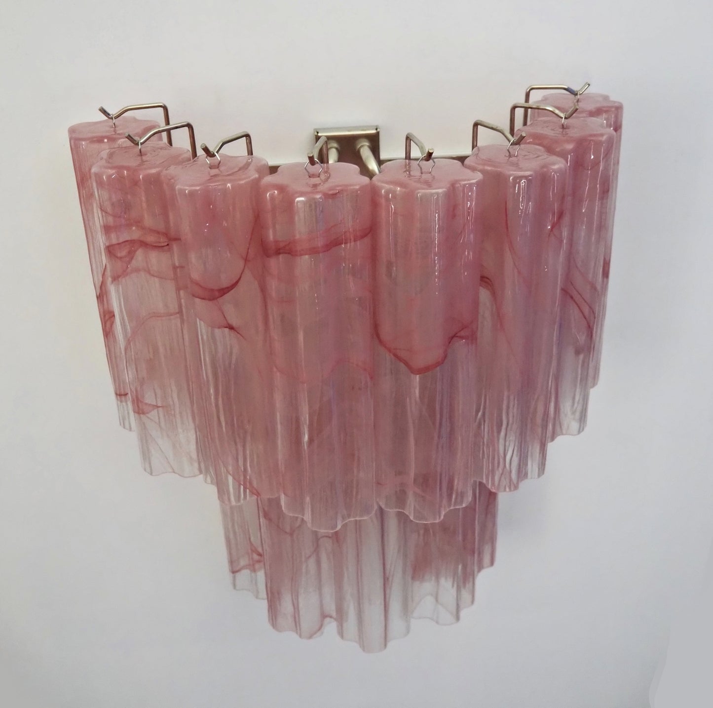 Murano Vegglampe | 13 Rosa Alabaster Glassrør | 1 par