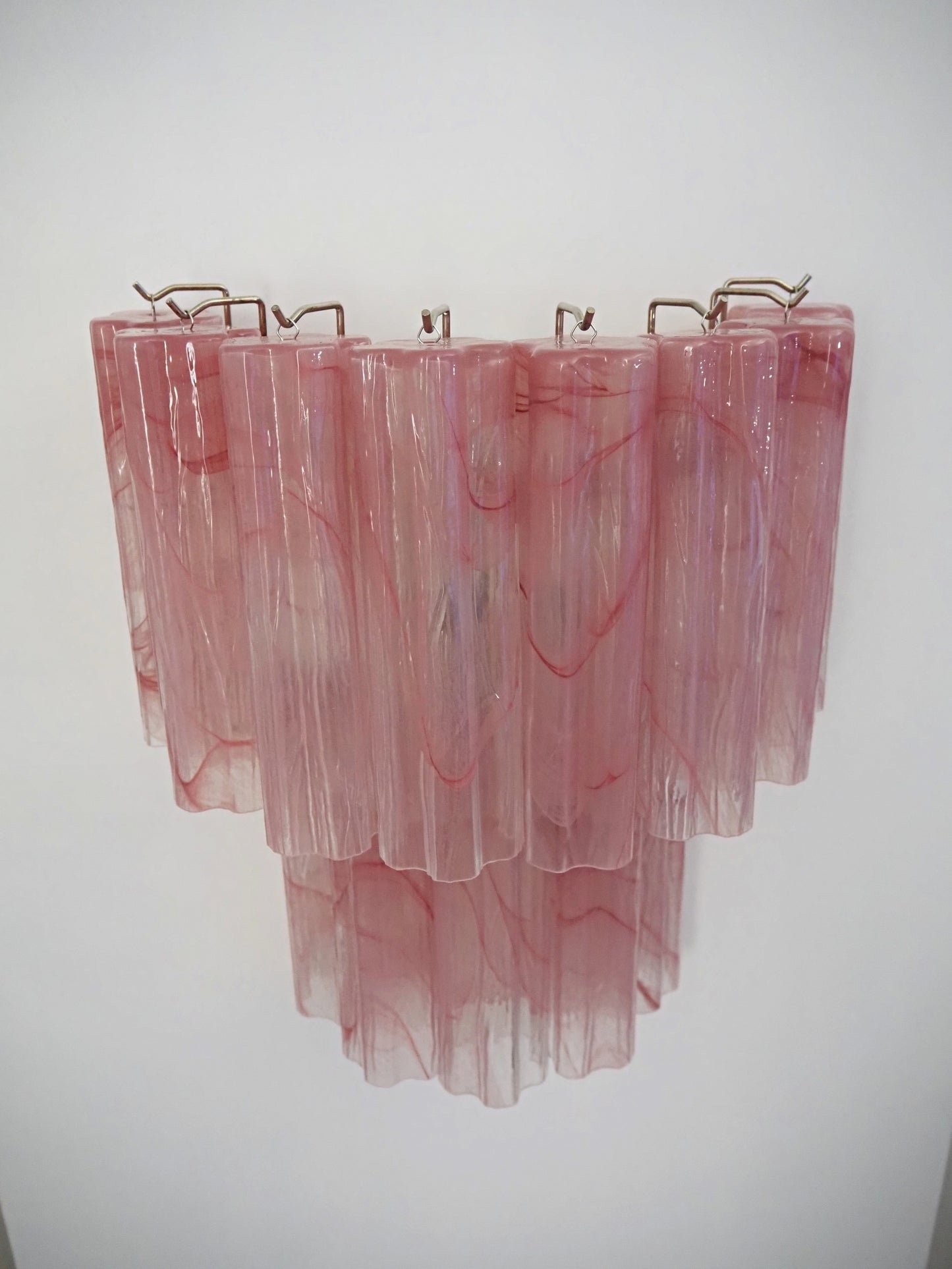 Murano Vegglampe | 13 Rosa Alabaster Glassrør | 1 par