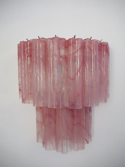 Murano Vegglampe | 13 Rosa Alabaster Glassrør | 1 par