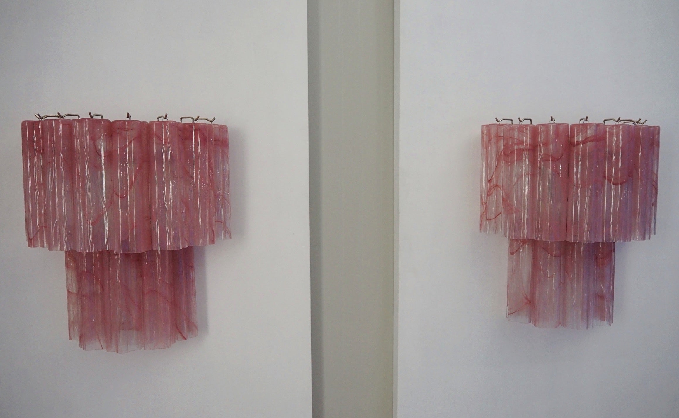 Murano Vegglampe – 13 Rosa Alabaster Glassrør – 2 stk – detalj 6 – Murano Classics