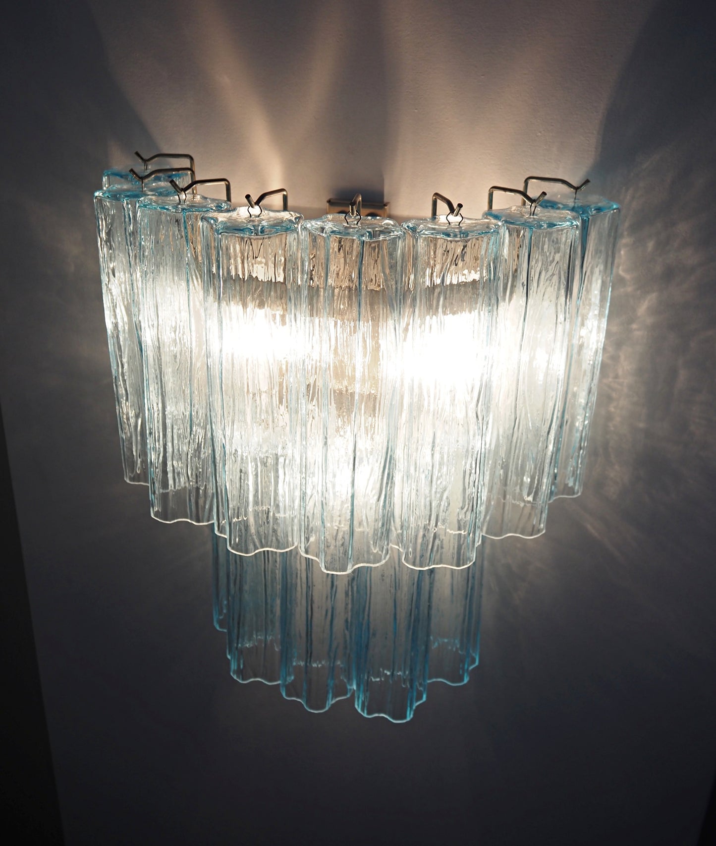 Murano Vegglampe | 13 Blå Glassrør | 1 par