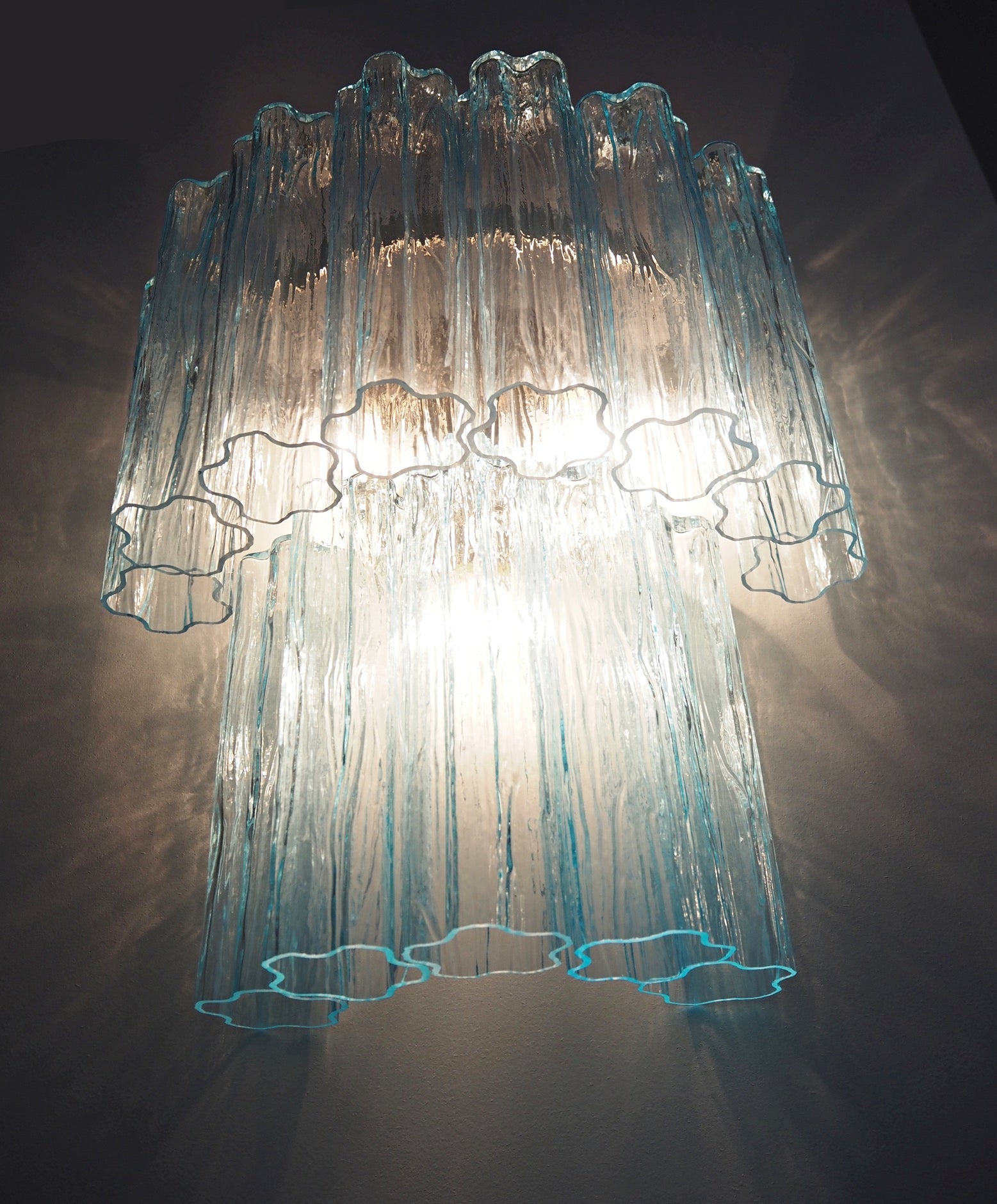 Murano Vegglampe – 13 Blå Glassrør – 2 stk – detalj 5 – Murano Classics