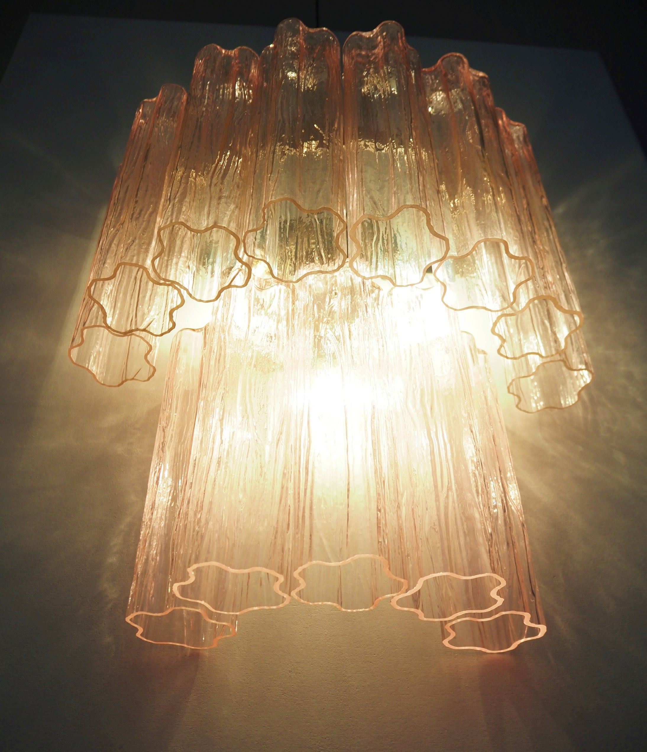 Murano Vegglampe – 13 Rosa Glassrør – 2 stk – detalj 5 – Murano Classics