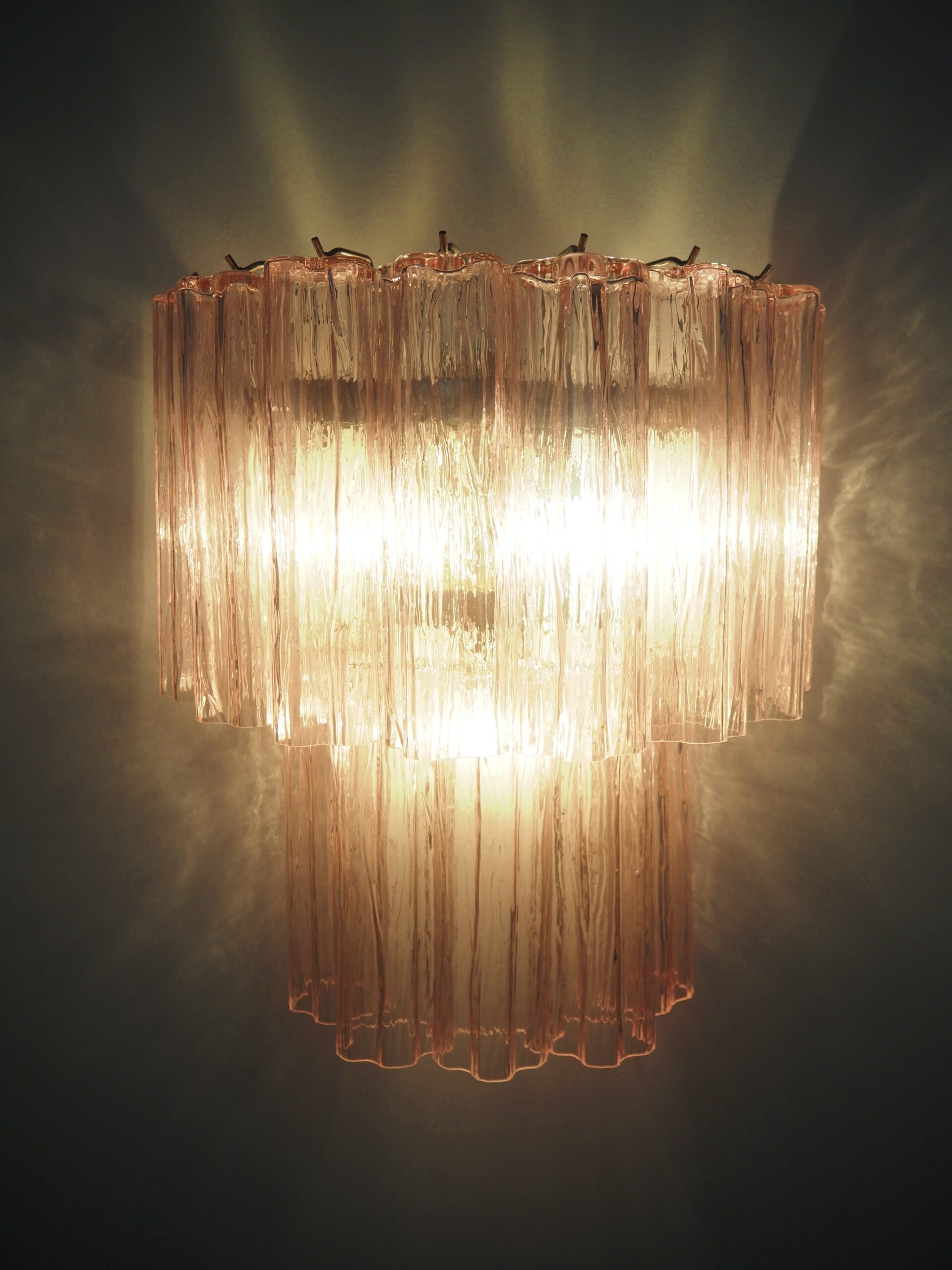 Murano Vegglampe – 13 Rosa Glassrør – 2 stk – detalj 6 – Murano Classics