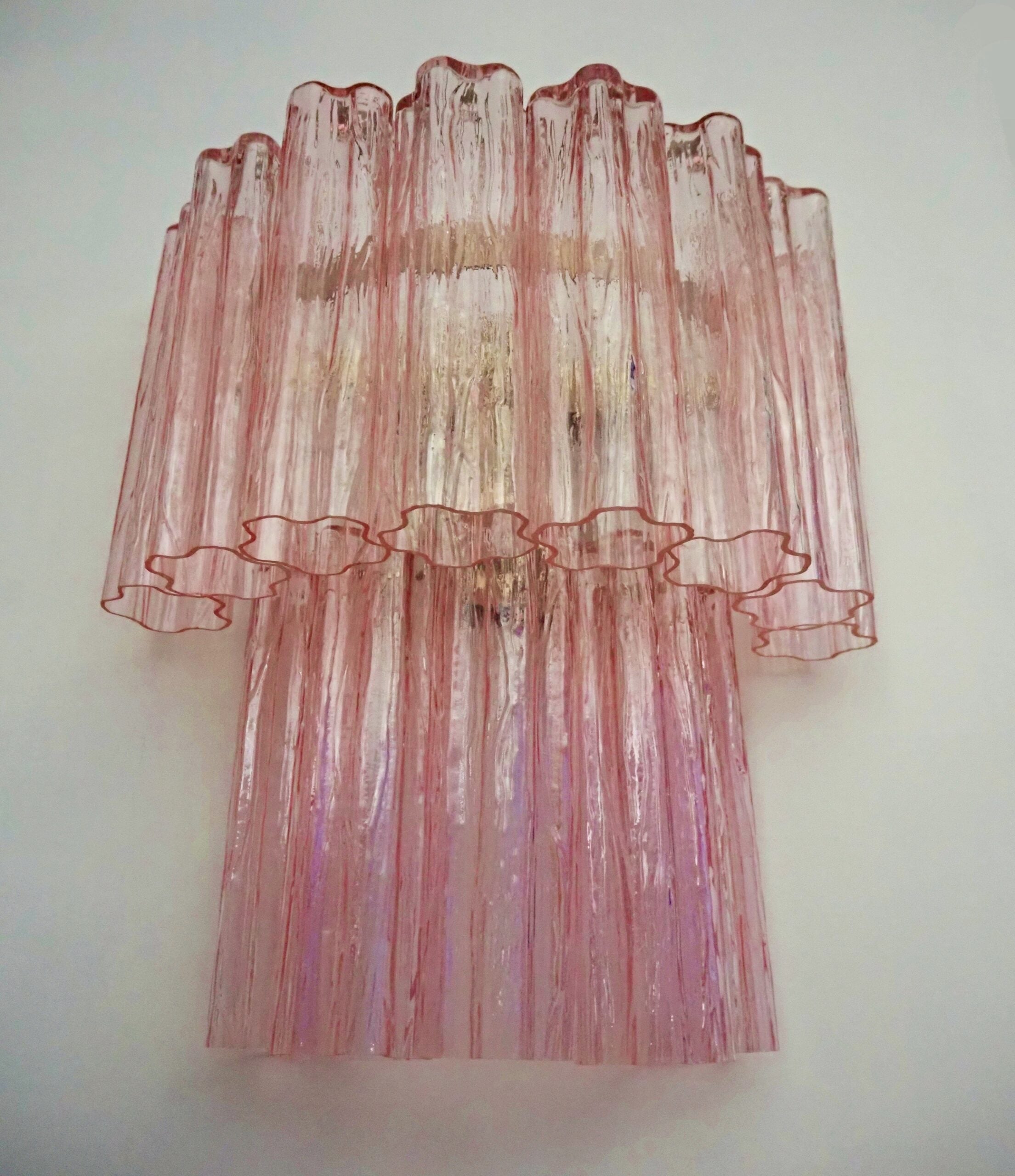 Murano Vegglampe – 13 Rosa Glassrør – 2 stk – Murano Classics