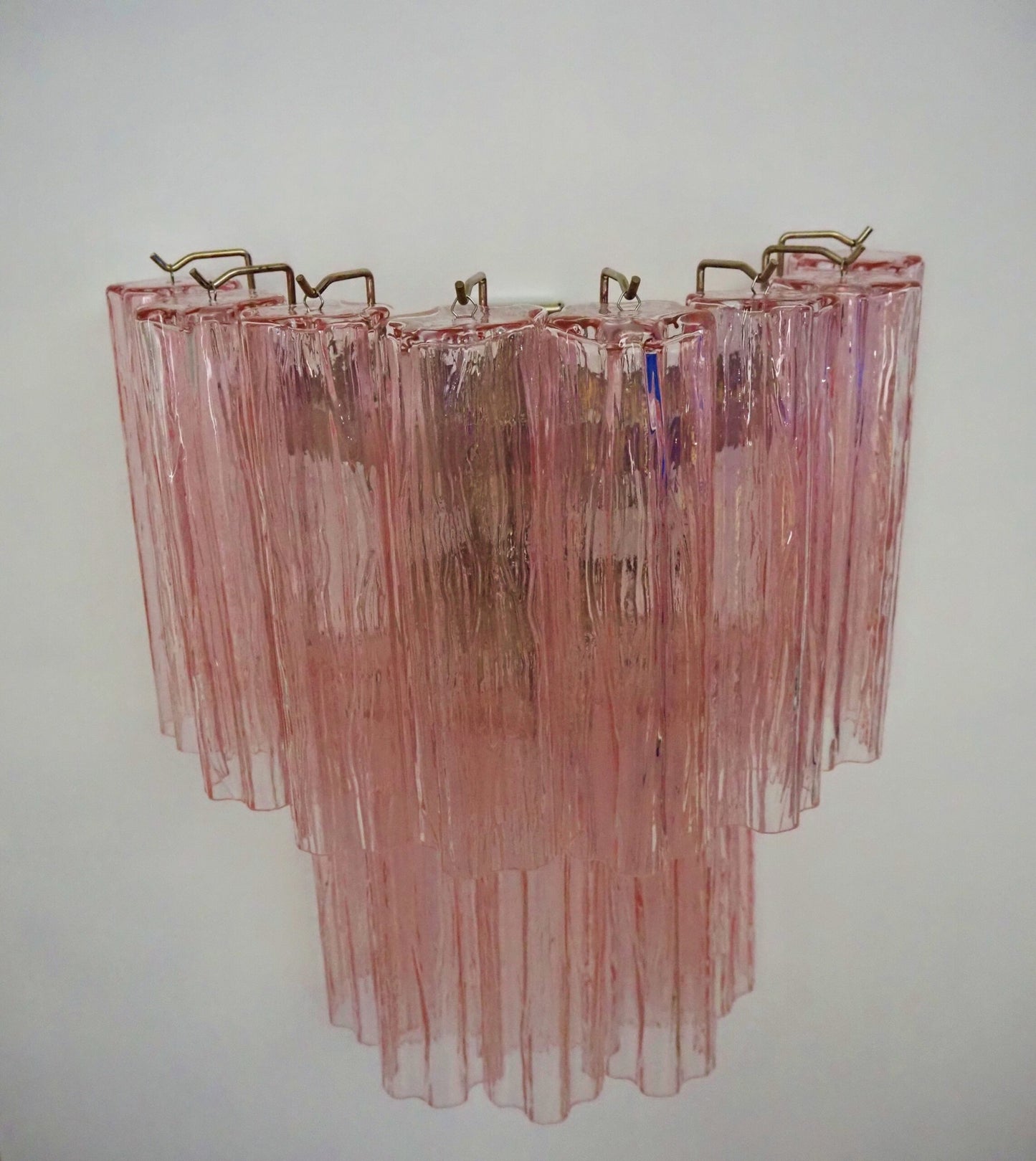 Murano Vegglampe | 13 Rosa Glassrør | 1 par