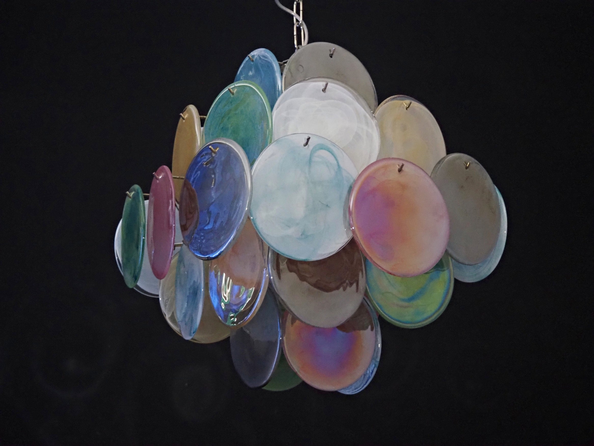 Murano Lysekrone – 36 Multifargede Glassdisker – detalj 3 – Murano Classics