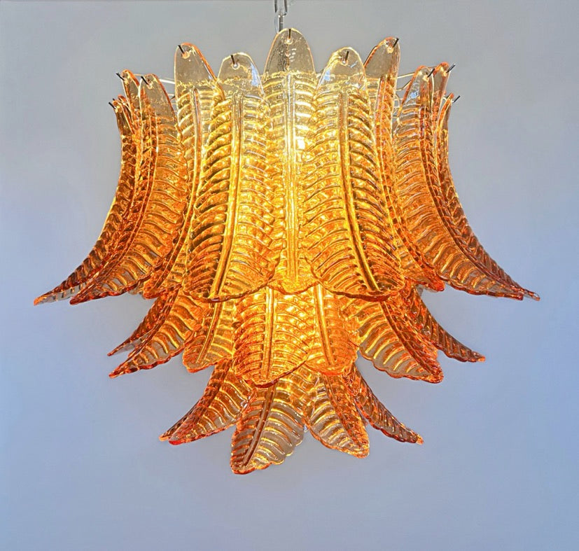 Murano Lysekrone – 48 Gule Felciglass – detalj 8 – Murano Classics