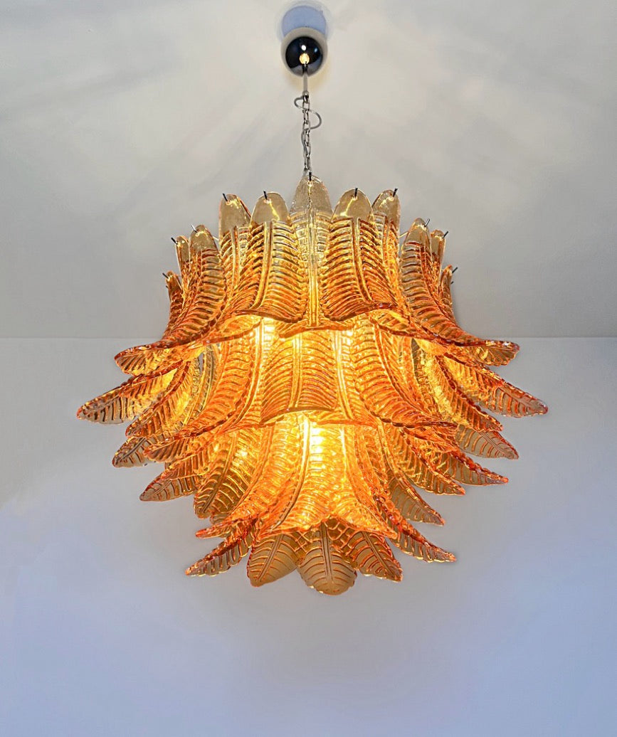 Murano Lysekrone – 48 Gule Felciglass – detalj 6 – Murano Classics