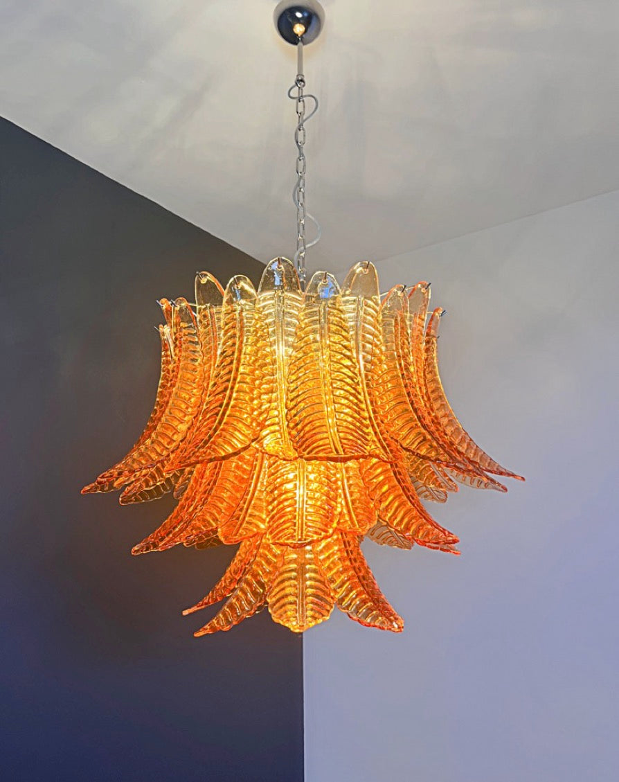 Murano Lysekrone – 48 Gule Felciglass – detalj 4 – Murano Classics